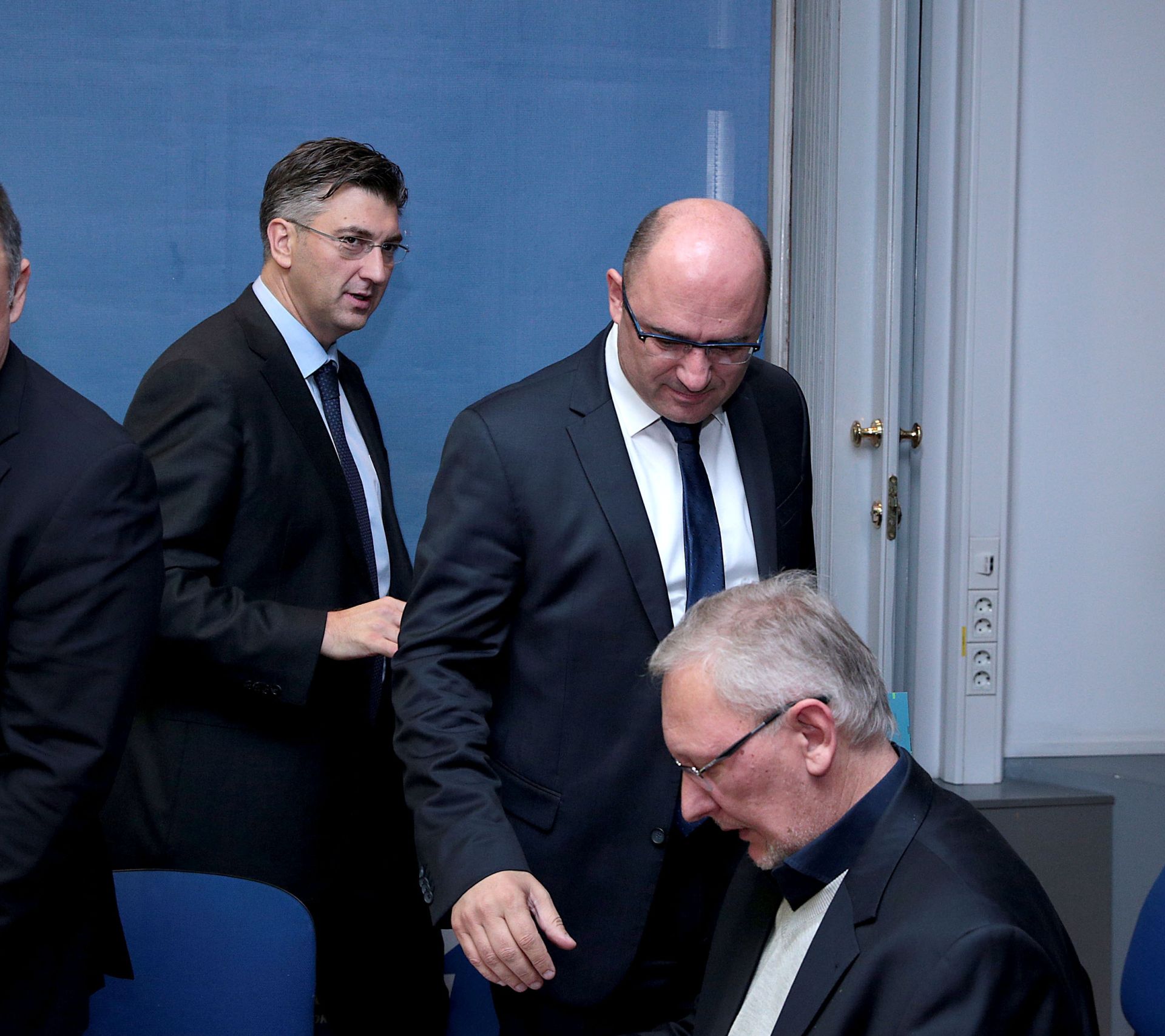 13.10.2016., Zagreb - U sredisnjici stranke odrzana je sjednica predsjednistva HDZ-a. Damir Jelic, Andrej Plenkovic, Milijan Brkic, Davor Bozinovic. Photo: Patrik Macek/PIXSELL