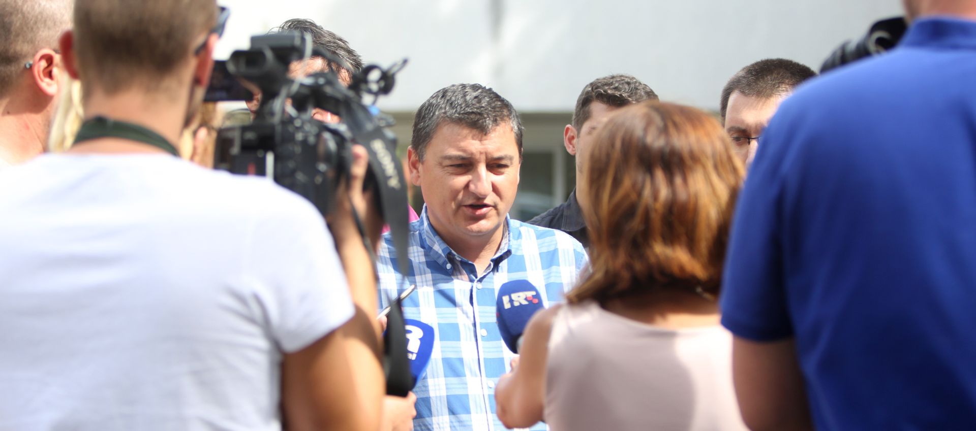 14.06.2018. Rijeka - Izjave za medije nakon skupa radnika radnickog vijeca brodogradilista 3 Maj na kojem radnici ocekuju odgovore Uprave i vlasnika oko stanja u drustvu i sudbini brodogradilista. Juraj Soljic 
Photo: Nel Pavletic/PIXSELL