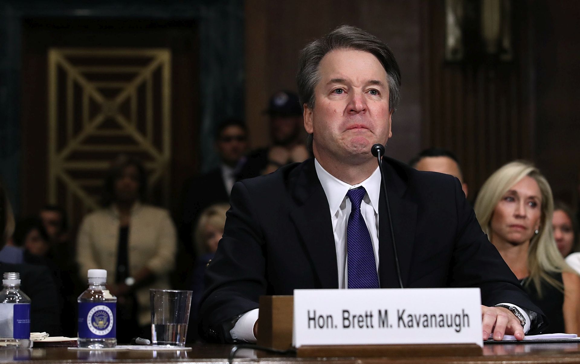 epa07052433 Judge Brett Kavanaugh testifies to the Senate Judiciary Committee hearing on the nomination of Brett Kavanaugh to be an associate justice of the Supreme Court of the United States, on Capitol Hill in Washington, DC, USA, 27 September 2018. US President Donald J. Trump's nominee to be a US Supreme Court associate justice Brett Kavanaugh is in a tumultuous confirmation process as multiple women have accused Kavanaugh of sexual misconduct.  EPA/Win McNamee / POOL