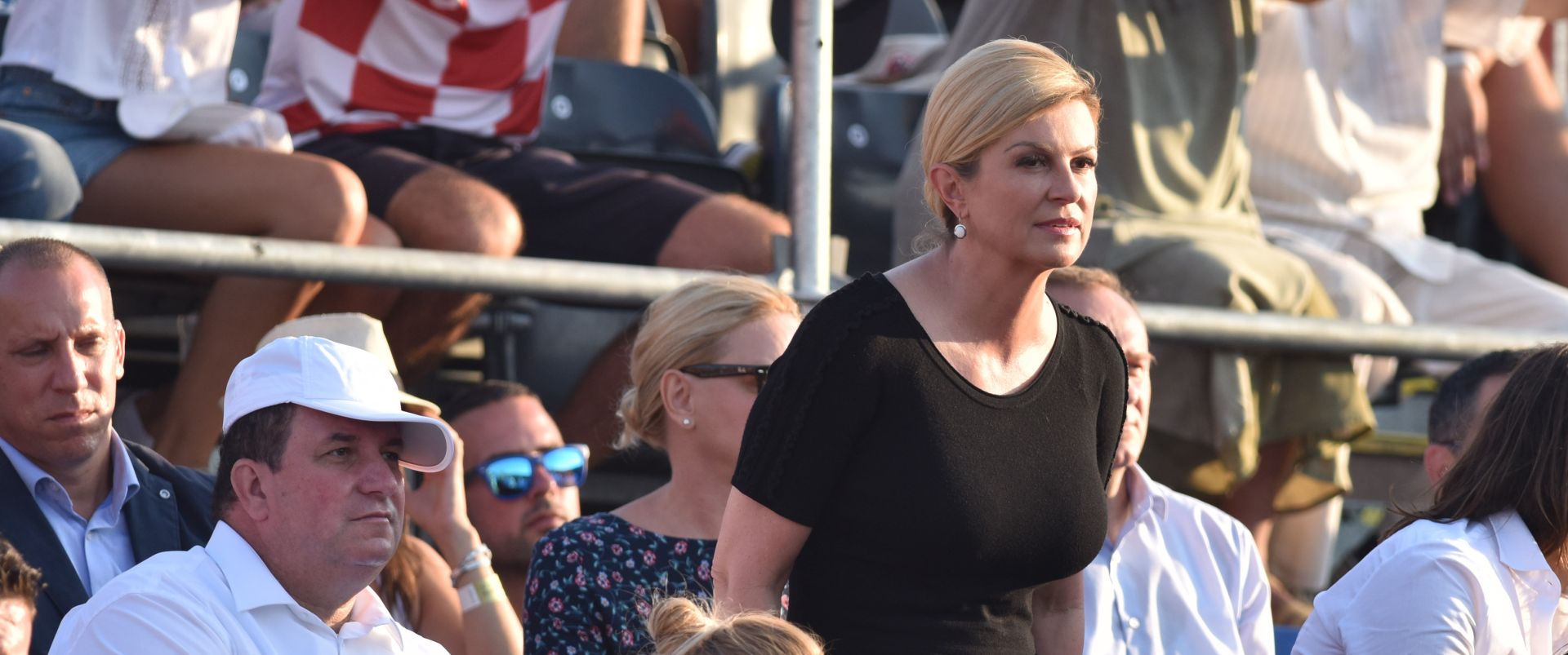 Zadar: Poznati prate teniski meč parova Davis Cupa između Hrvatske i SAD-a 15.09.2018., Zadar - Polufinalni susret Davis Cupa izmedju Hrvatske i SAD-a. Teniski mec parova Mate Pavic/Ivan Dodig - Mike Bryan/Ryan Harrison. Jakov Kitarovic, Kolinda Grabar Kitarovic, Janica Kostelic
Photo: Hrvoje Jelavic/PIXSELL