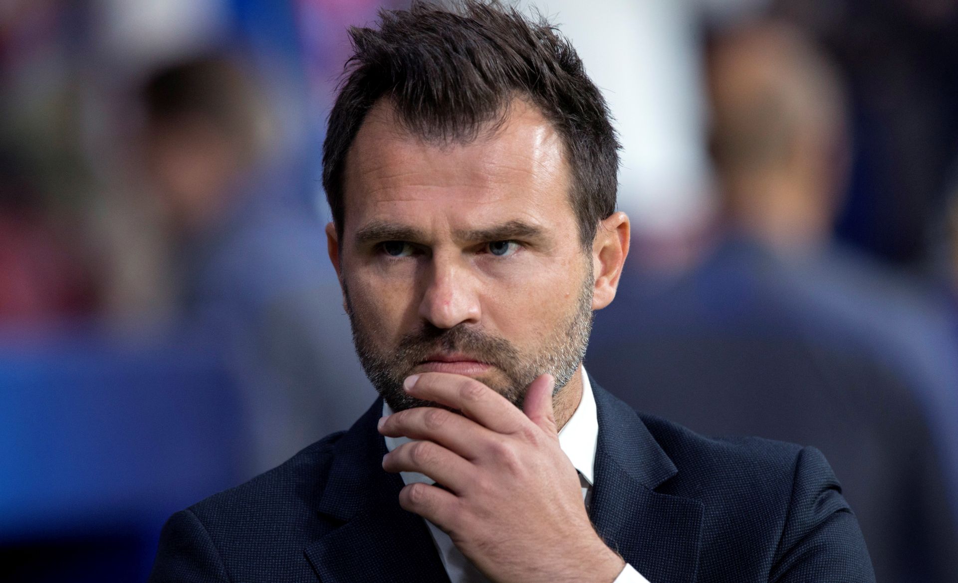 epa07067316 Club Brugge KV's head coach Ivan Leko reacts during the UEFA Champions League soccer match between Atletico Madrid and Brugge KV at the Wanda Metropolitano stadium in Madrid, Spain, 03 October 2018.  EPA/RODRIGO JIMENEZ