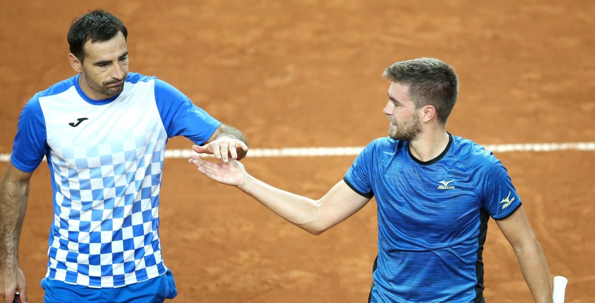07.04.2018., Varazdin, Arena Varazdin - Cetvrtfinale Svjetske skupine Davis Cupa. Hrvatska - Kazahstan, drugi dan 3. mec parova, Ivan Dodig,

Nikola Mektic - Timur Khabibulin, Aleksandr Nedovyesov.

Photo: Sanjin Strukic/PIXSELL