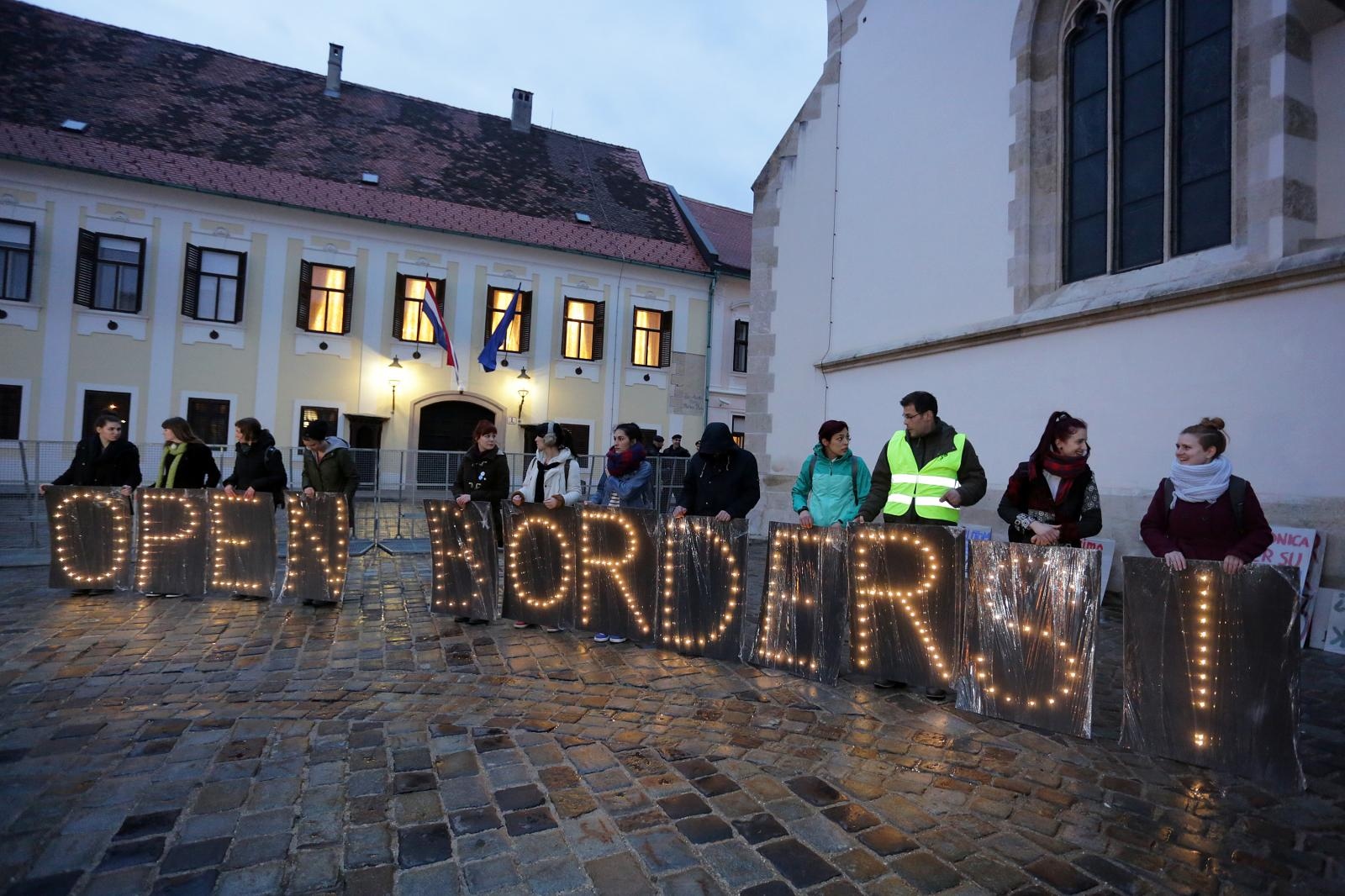11.03.2016., Zagreb - Na Markovom trgu odrzan je prosvjed Zatvaranje granica ubija u organizaciji udruge Are you Syrious zbog zatvaranja tzv. Balkanske rute za izbjeglice. 
Photo: Luka Stanzl/PIXSELL
