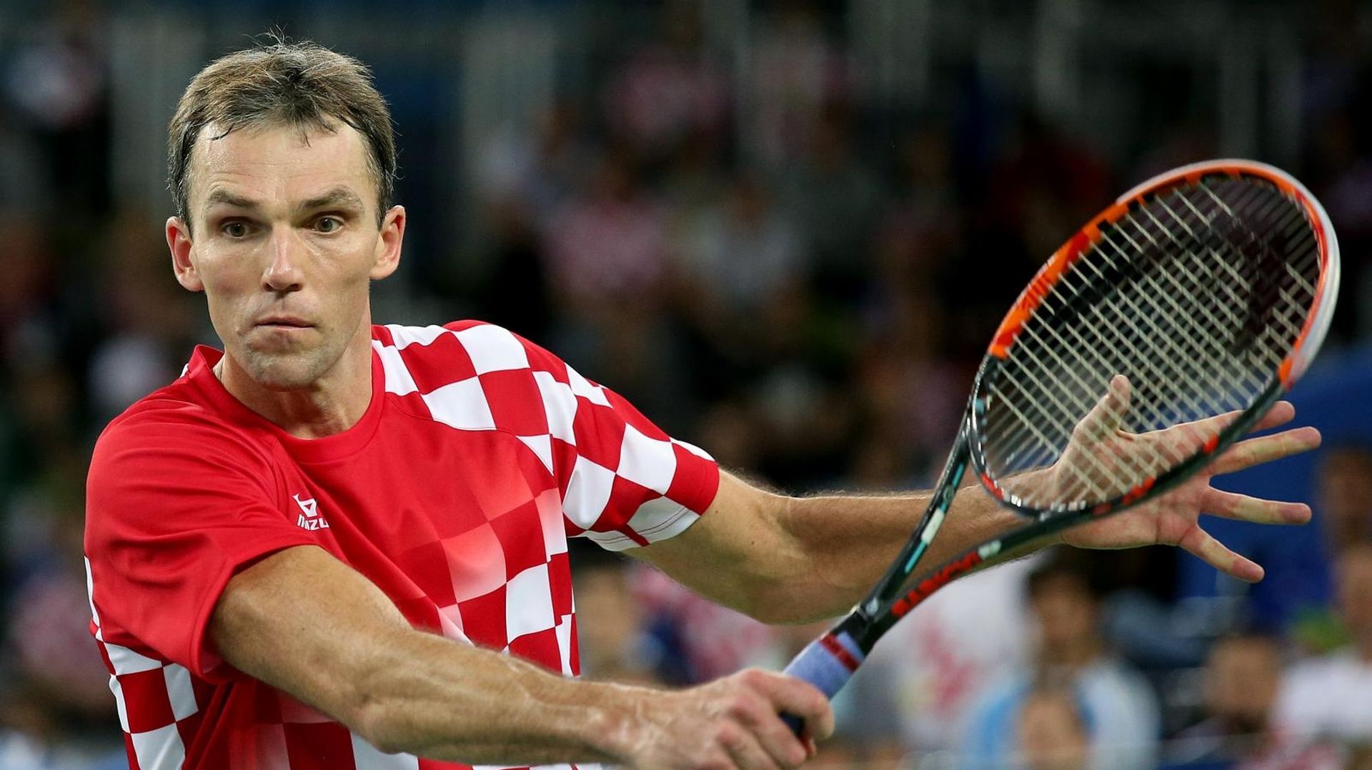 27.11.2016., Arena Zagreb, Zagreb - Finale Davis kupa, Hrvatska - Argentina, Ivo Karlovic - Federico Delbonis.
Photo: Igor Kralj/PIXSELL