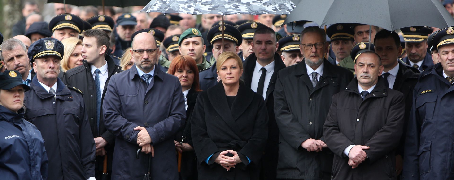 31.03.2018., Plitvicka jezera - Obiljezavanje 27. obljetnice akcije Plitvice i pogibije Josipa Jovica, prvog hrvatskog redarstvenika. Mirko Sundov, Milijan Brkic, Kolinda Grabar-Kitarovic, Davor Bozinovic, Tomo Medved, Nikola Milina. 

Photo: Kristina Stedul-Fabac/PIXSELL