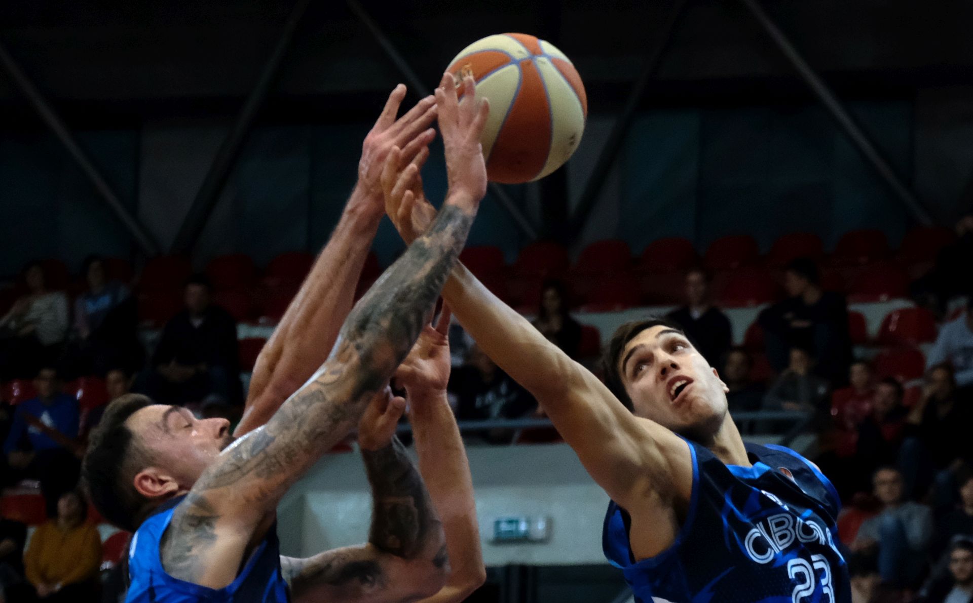 Zagreb, 21.10.2018 - Utakmica 4. kola košarkaške ABA lige Cibona - Cedevita.
Na fotografiji Damir Markota, Nik Slavica.
foto HINA/ Edvard ŠUŠAK/ es