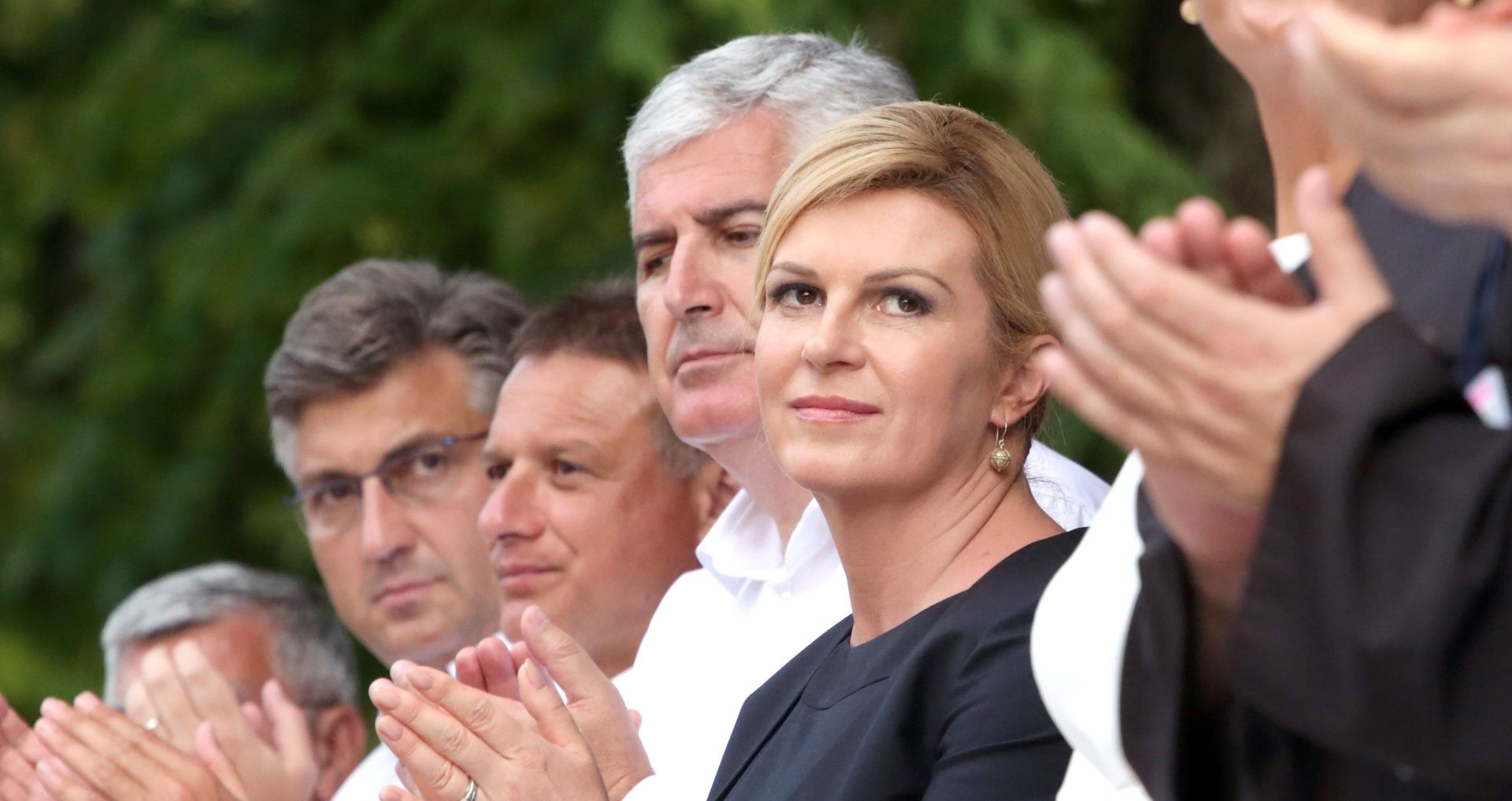 05.08.2018., Sinj- Trkaliste. 303. Sinjska alka . Kolinda grabar Kitarovic. Andrej Plenkovic. Dragan Covic. Gordan Jandrokovic.
Photo: Miranda Cikotic/PIXSELL