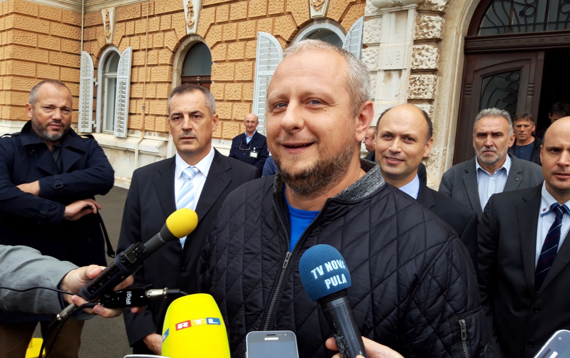 Pula, 2.11.2018. - Predsjednik NO Sanjin Hadiæ s novom upravom Uljanika.
foto HINA/ Daniel SPONZA/ ml