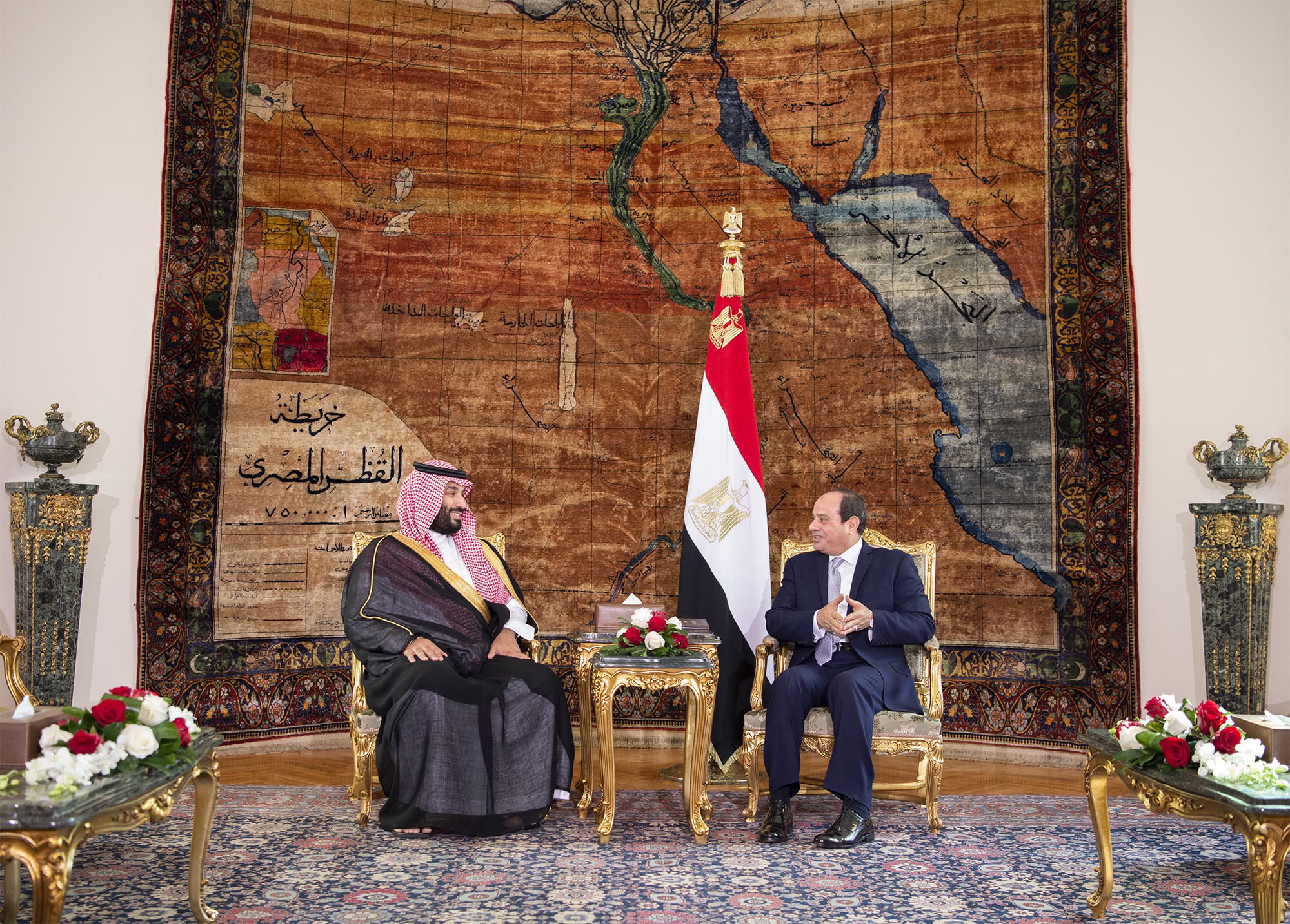 epa07192468 A handout photo made available by the Saudi Royal Court shows Saudi Crown Prince Mohammad Bin Salman (L) meeting with Egypt's President Abdel Fattah al-Sisi (R) in Cairo, Egypt, 27 November 2018. The Saudi Crown Prince is on a regional tour before attending the G20 summit in Argentina. After visiting Egypt he is expected to travel to Tunisia.  EPA/BANDAR ALGALOUD HANDOUT  HANDOUT EDITORIAL USE ONLY/NO SALES