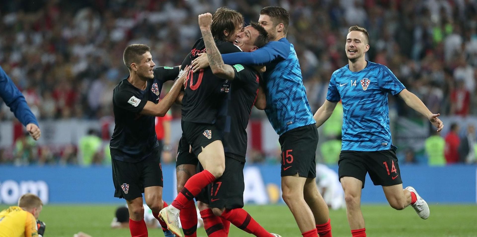 11.07.2018., stadion Luznjiki, Moskva, Rusija - Svjetsko nogometno prvenstvo 2018., polufinale, Hrvatska - Engleska. Hrvatska rezultatom 2:1 poslala Engleze kuci, u finalu ih ceka Francuska. Luka Modric, Mario MandzukicPhoto: Igor Kralj/PIXSELL