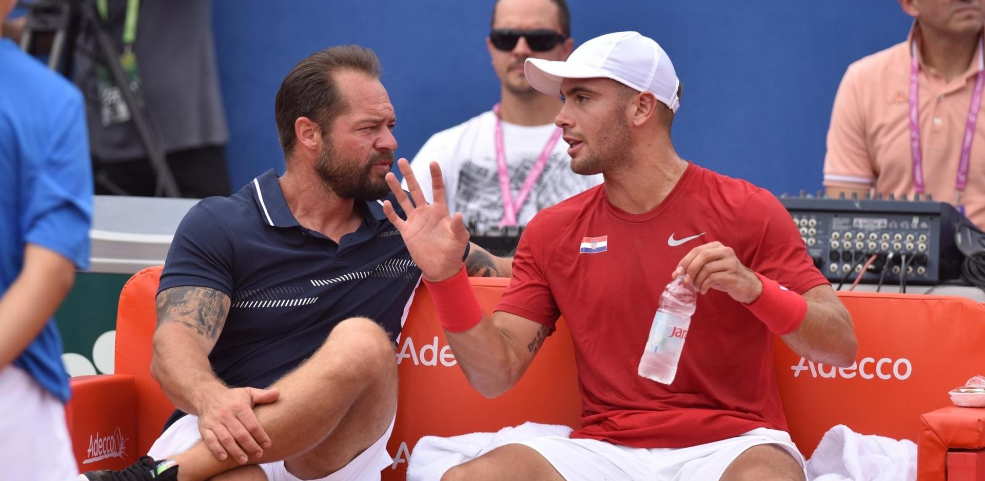 14.09.2018., Zadar - Polufinalni susret Davis Cupa tenisaca izmedju Hrvatske i SAD-a. Teniski mec Borna Coric - Steve Johnson. Zeljko Krajan, Borna Coric
Photo: Hrvoje Jelavic/PIXSELL