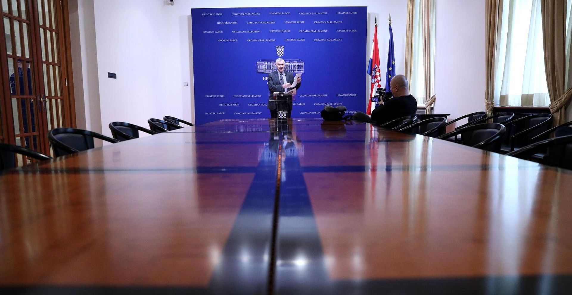 21.11.2018., Zagreb - Zastupnik Zeljko Glasnovic odrzao je u Saboru konferenciju za medije na kojoj je govorio o nacionalnoj sigurnosti. Saborski izvjestitelji bojkotirali su konferenciju za medije. 

Photo: Patrik Macek/PIXSELL