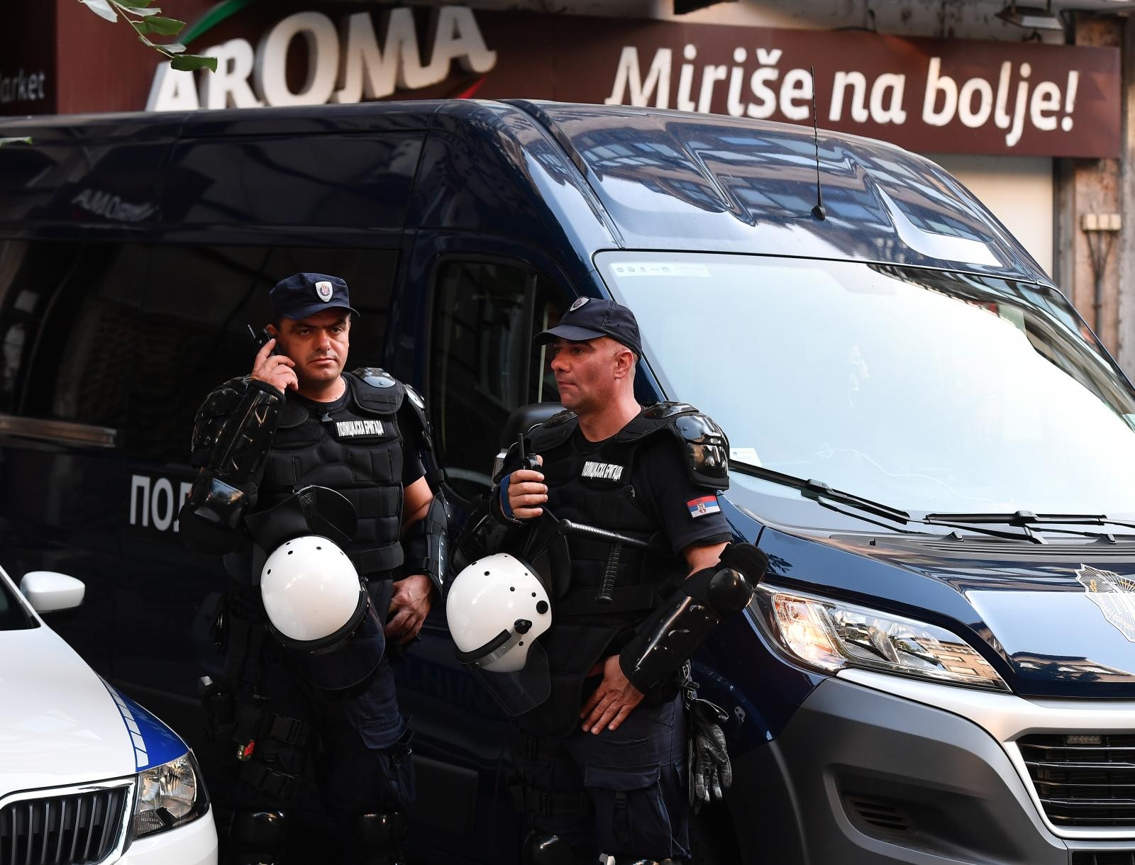 30.05.2018., Beograd -  Srpska radikalna stranka odrzala je skup protiv odrzavanja festivala  Mirdita - Dobar dan. U Beogradu je otvoren 5. festivala Mirdita, Dobar dan u organizaciji Inicijative mladih za ljudska prava. Photo: Srdjan Ilic/PIXSELL