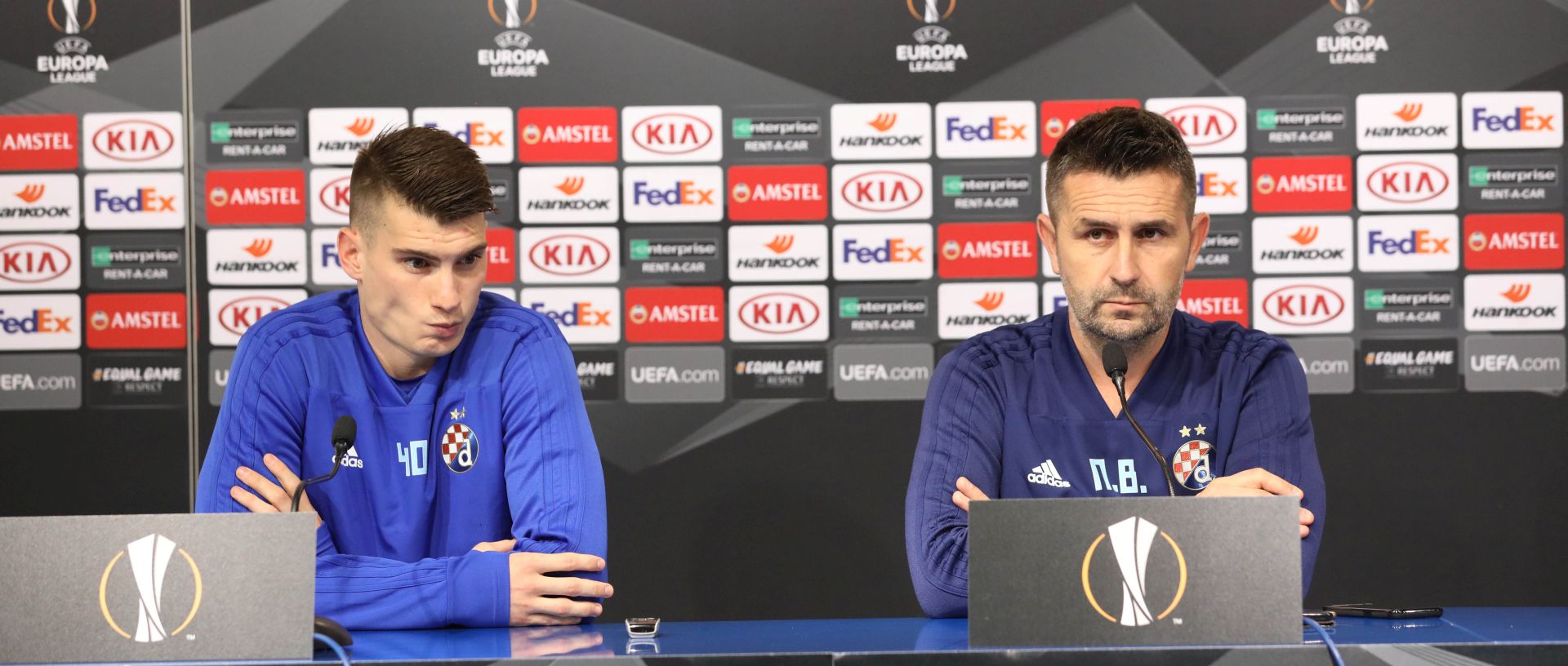 Zagreb, 7.11.2018.- Tiskovna konferencija GNK Dinama uoèi sutranje utakmice 4. kola UEFA lige protiv FC Spartaka iz Trnave. Na slici vratar Dinama Dominik Livakoviæ i trener Nenad Bjelica.
foto HINA/ Lana SLIVAR DOMINIÆ/ ua