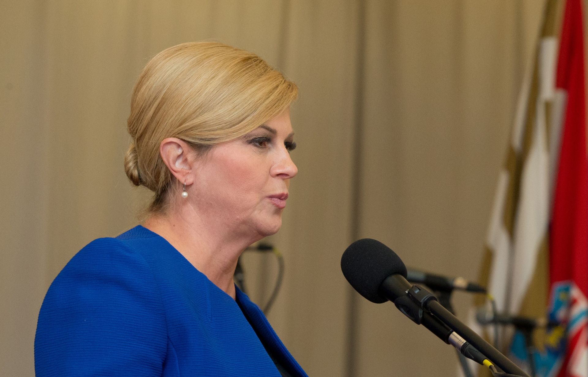 Ilok: Predsjednica Grabar-Kitarović na svečanoj sjednici povodom Dana županije 08.11.2018., Ilok - Svecana Zupanijska sjednica povodom Dana zupanije i 25. obljetnice osnutka Vukovarsko-srijemske zupanije. Predsjednica RH Kolinda Grabar-Kitarovic. Photo: Dubravka Petric/PIXSELL