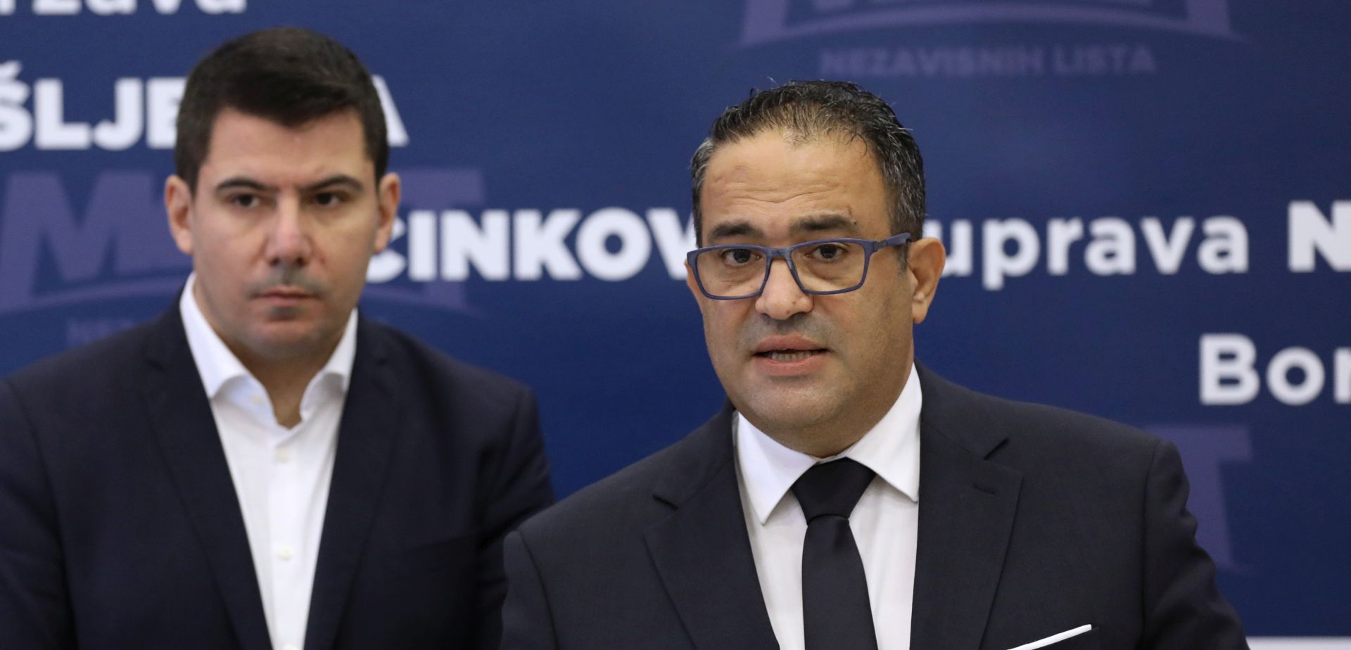 Zagreb, 03.11.2018 - Konferencija za novinare Mosta Nezavisnih lista na temu "Hrvatska je humana zemlja, ali mora tititi svoje granice. Na fotografiji Nikola Grmoja, Nizar Shoukry.
foto HINA/ Admir BULJUBAIÆ/ abu