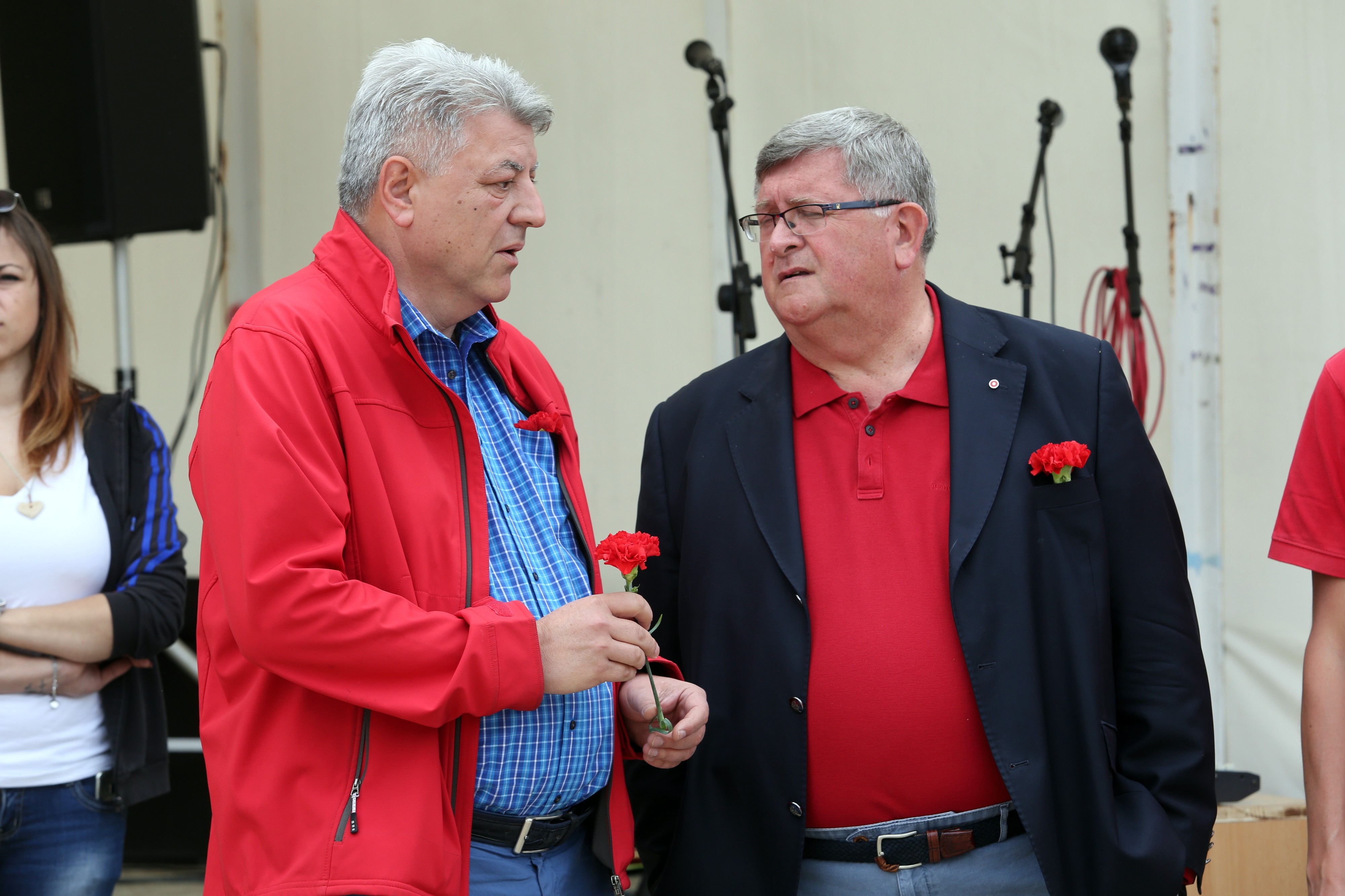 01.05.2018. Viskovo - Tradicionalna proslava Praznika rada 1. svibnja u organizaciji SDP-a Rijeke i Primorsko goranske zupanije u izletistu Ronjgi. zupan Zlatko Komadina i gradonacelnik Vojko Obersnel.
Photo: Goran Kovacic/PIXSELL