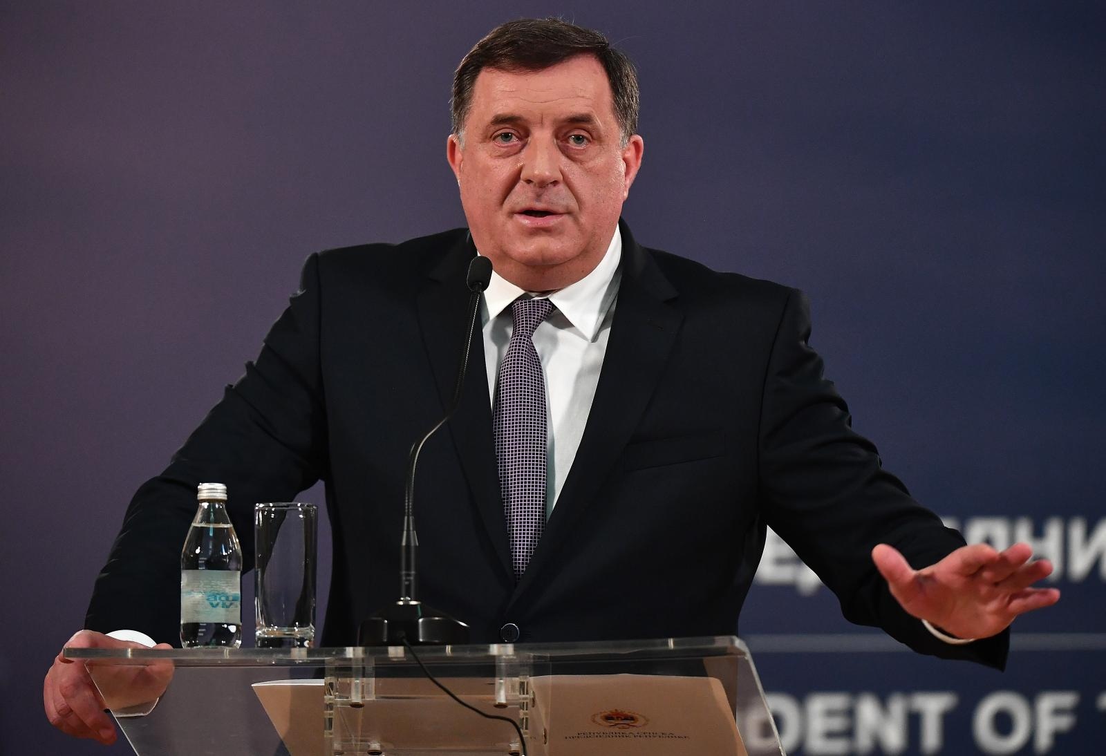 03.04.2018., Beograd, Srbija - Predsjednik Srbije Aleksandar Vucic i predsjednik Republike Srpske Milorad Dodik obratili su se javnosti nakon odrzanog sastanka. 
Photo: Srdjan Ilic/PIXSELL
