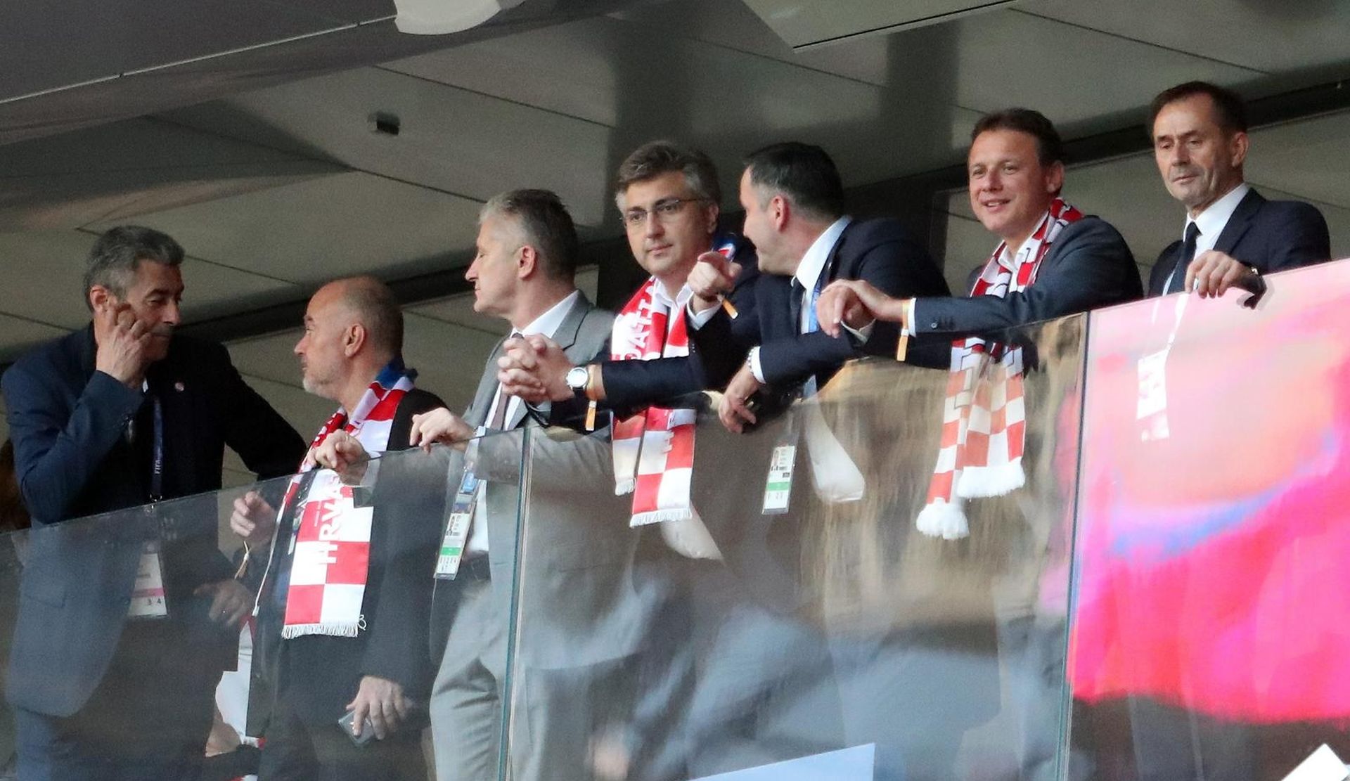 11.07.2018.., stadion Luznjiki, Moskva, Rusija - Svjetsko nogometno prvenstvo 2018., polufinale, Hrvatska - Engleska. Davor Suker, Andrej Plenkovic, Gordan Jandrokovic. 
Photo: Igor Kralj/PIXSELL