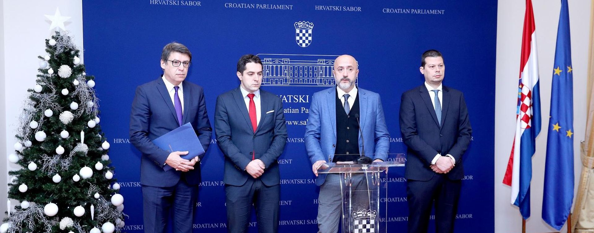 12.12.2018., Zagreb - U Saboru je odrzana konferencija za medije Kluba zastupnika SDP-a. O nekoliko prijedloga zakona govorili su zastupnici Sasa Djujic, Zeljko Jovanovic, Damir Mateljan i Marko Vesligaj. 
Photo: Patrik Macek/PIXSELL