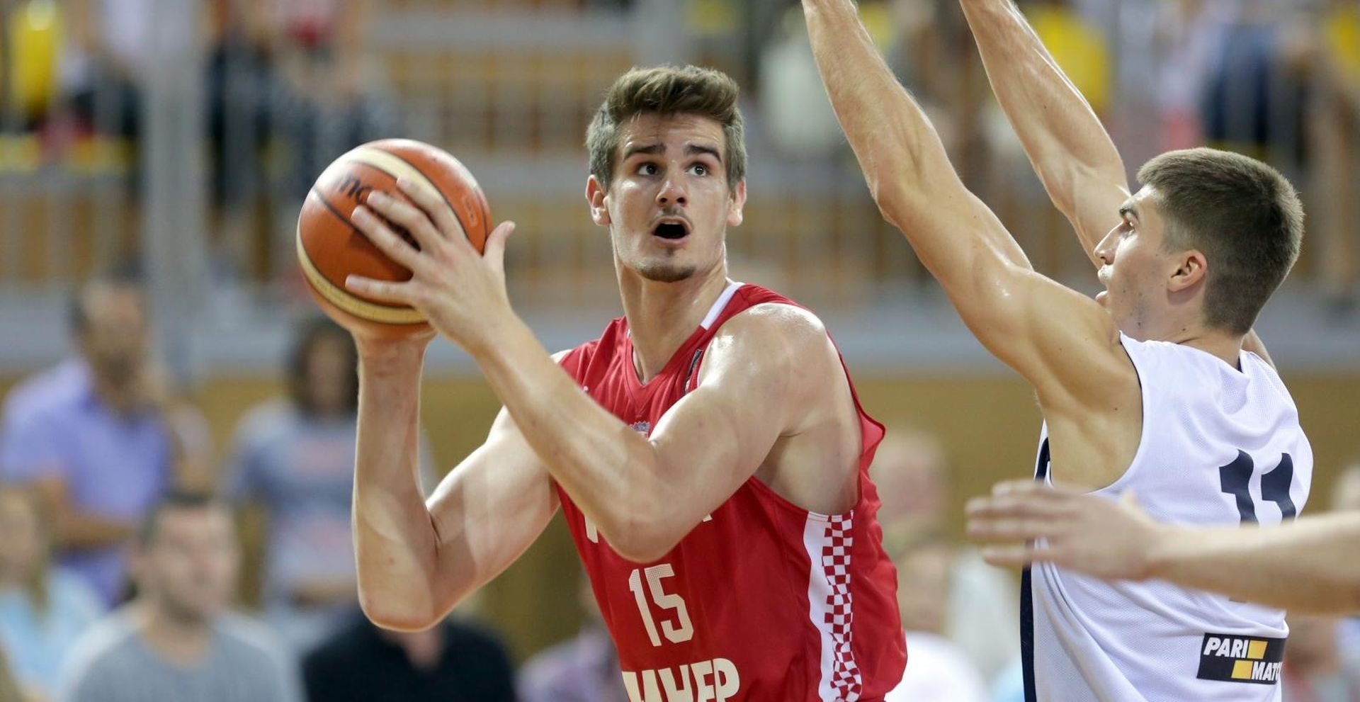 14.08.2017., Opatija - HEP medjunarodni kosarkaski turnir u dvorani Marino Cvetkovic, Hrvatska - Ukrajina. Dragan Bender, Oleksandr Lypovyi. Photo: Nel Pavletic/PIXSELL