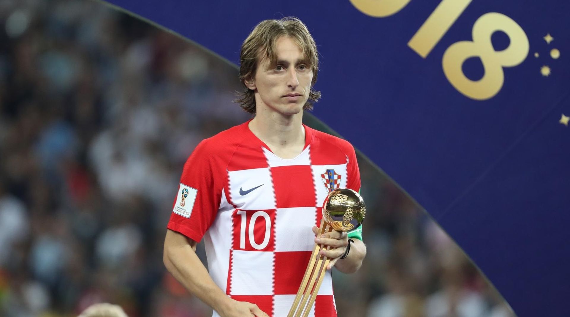 15.07.2018., stadion Luznjiki, Moskva, Rusija - Svjetsko nogometno prvenstvo 2018., finale, Francuska - Hrvatska. Luka Modric osvojio je nagradu za najboljeg igraca Svjetskog prvenstva. Photo: Igor Kralj/PIXSELL