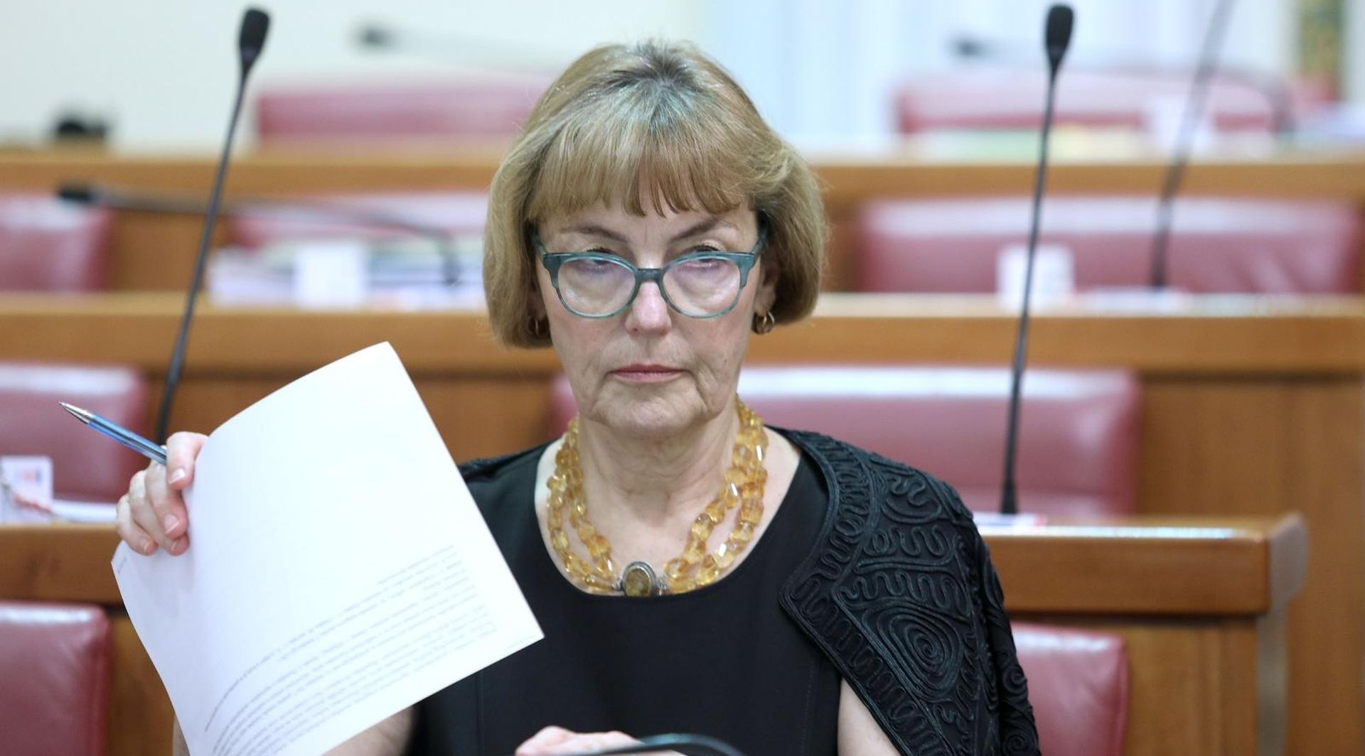 19.04.2018., Zagreb - Sabor RH je 8. sjednicu nastavio raspravom o osnivanju Medjunarodne zaklade EU-LAC. Vesna Pusic.
Photo: Patrik Macek/PIXSELL