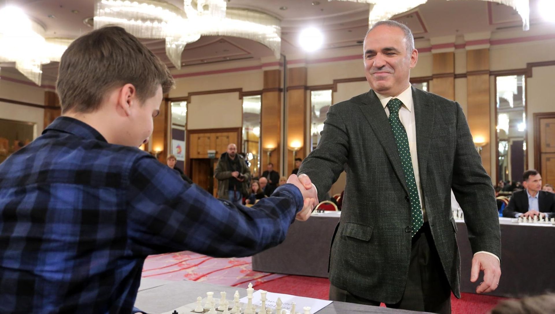 Zagreb: Garry Kasparov odigrao simultanku s poznatim osobama i šahistima 29.12.2018, Zagreb - U Kristalnoj dvorani hotela Westin odrzana je tradicionalna sahovska simultanka Garryja Kasparova. Kasparov je igrao s pobjednicima turnira Sah u skole te poznatim osobama.  
Photo: Tomislav Miletic/PIXSELL
