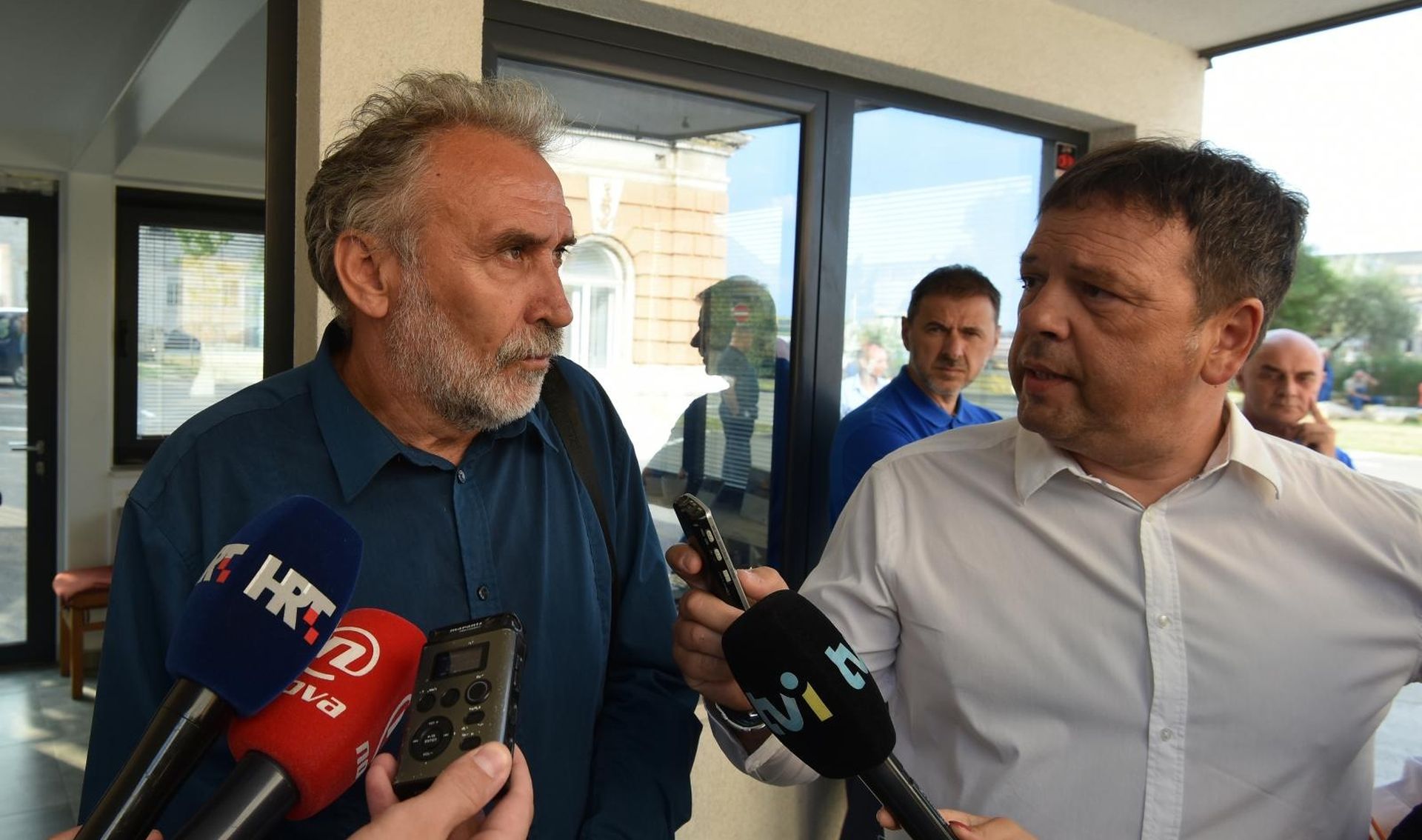 31.08.2018., Pula - Predsjednik strajkaskog odbora Uljanika Djuro Sverko dao izjavu za medije vezano uz prekid strajka radnika Uljanika.  
Photo: Dusko Marusic/PIXSELL