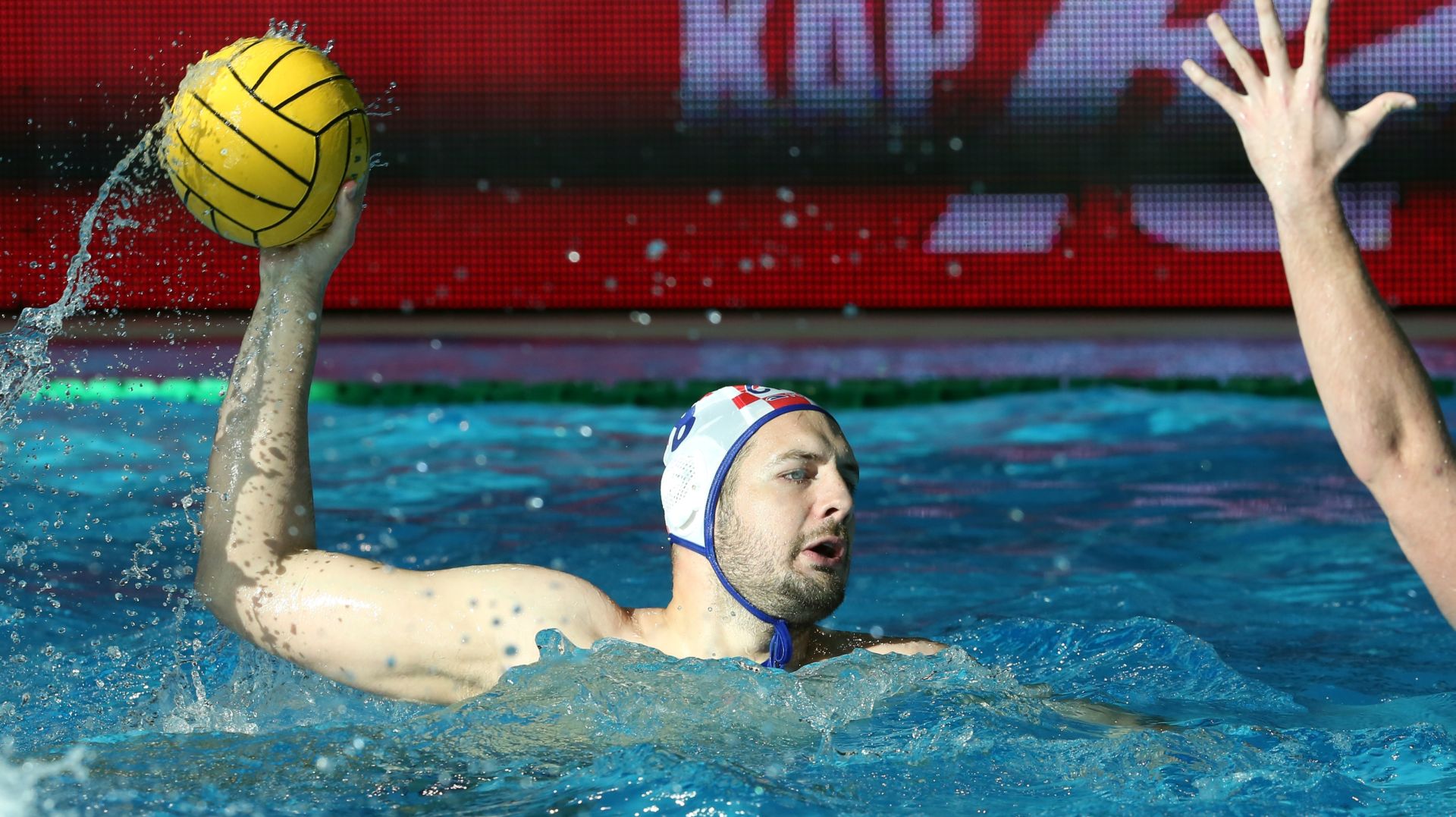 06.04.2018., bazen Kantrida, Rijeka - Super finale LEN Europa Cupa, 2. kolo, skupina B, Hrvatska - Crna Gora. Andro Buslje. 
Photo: Goran Kovacic/PIXSELL