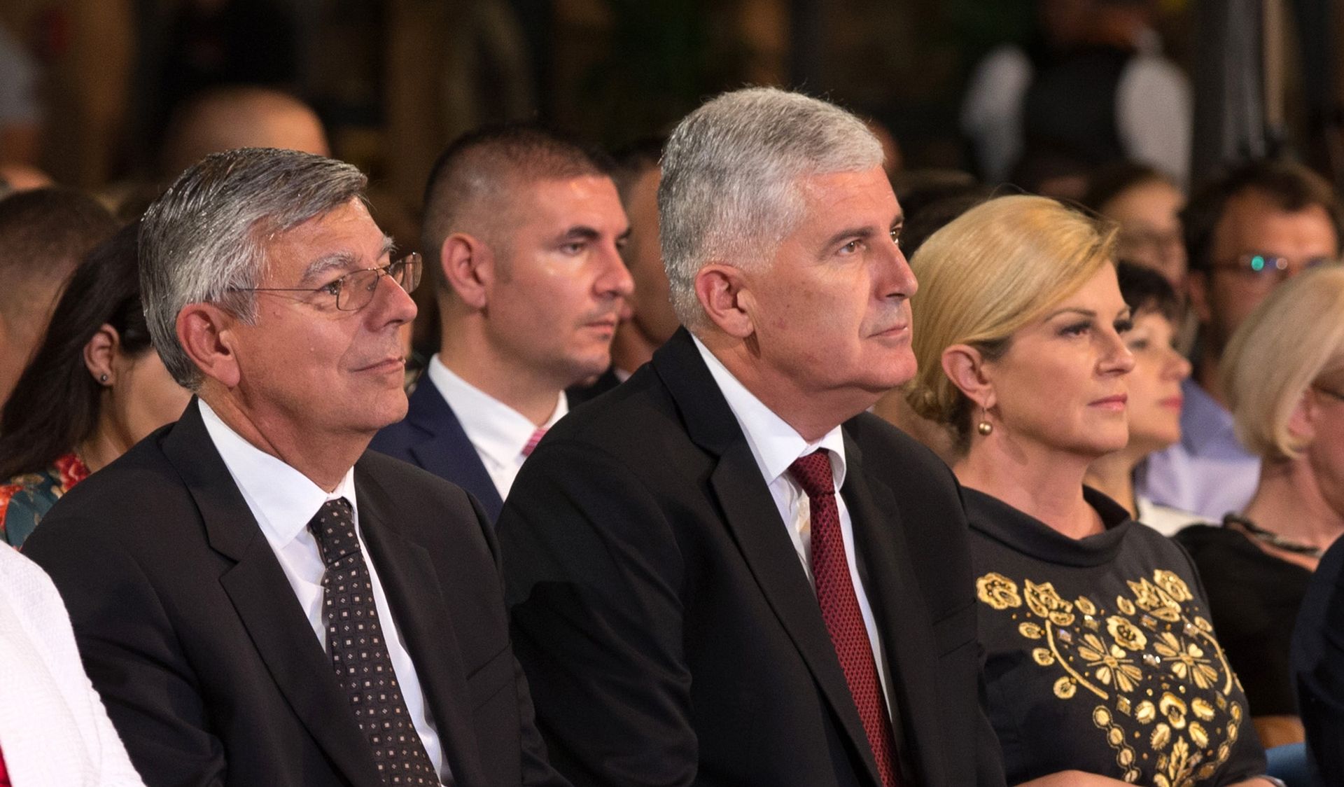 Vinkovci: Svečanost otvorenja 53. Vinkovackih jeseni 14.09.2018., Vinkovci - Svecanost otvorenja 53. Vinkovackih jeseni. Gabrijela Zalac, Zeljko Reiner, Dragan Covic, predsjednica RH Kolinda Grabar-Kitarovic, Bozo Galic. 
Photo: Dubravka Petric/PIXSELL
