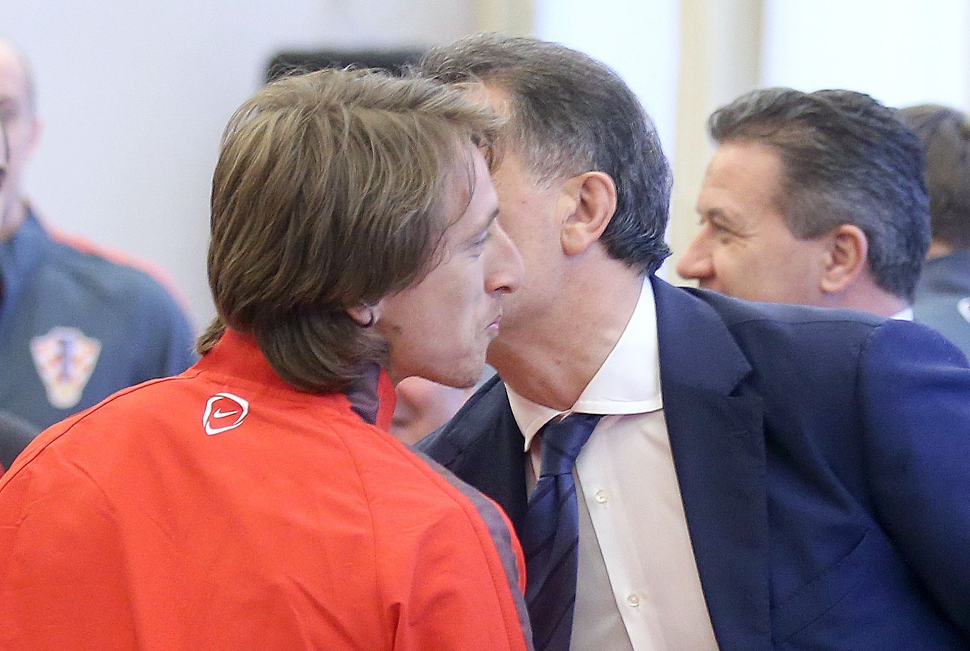 25.03.2015., Zagreb, Pantovcak - Hrvatska nogometna reprezentacija i celnici HNS-a na primanju kod predsjednice Kolinde Grabar Kitarovic u Uredu Predsjednika.
Photo: Igor Kralj/PIXSELL
