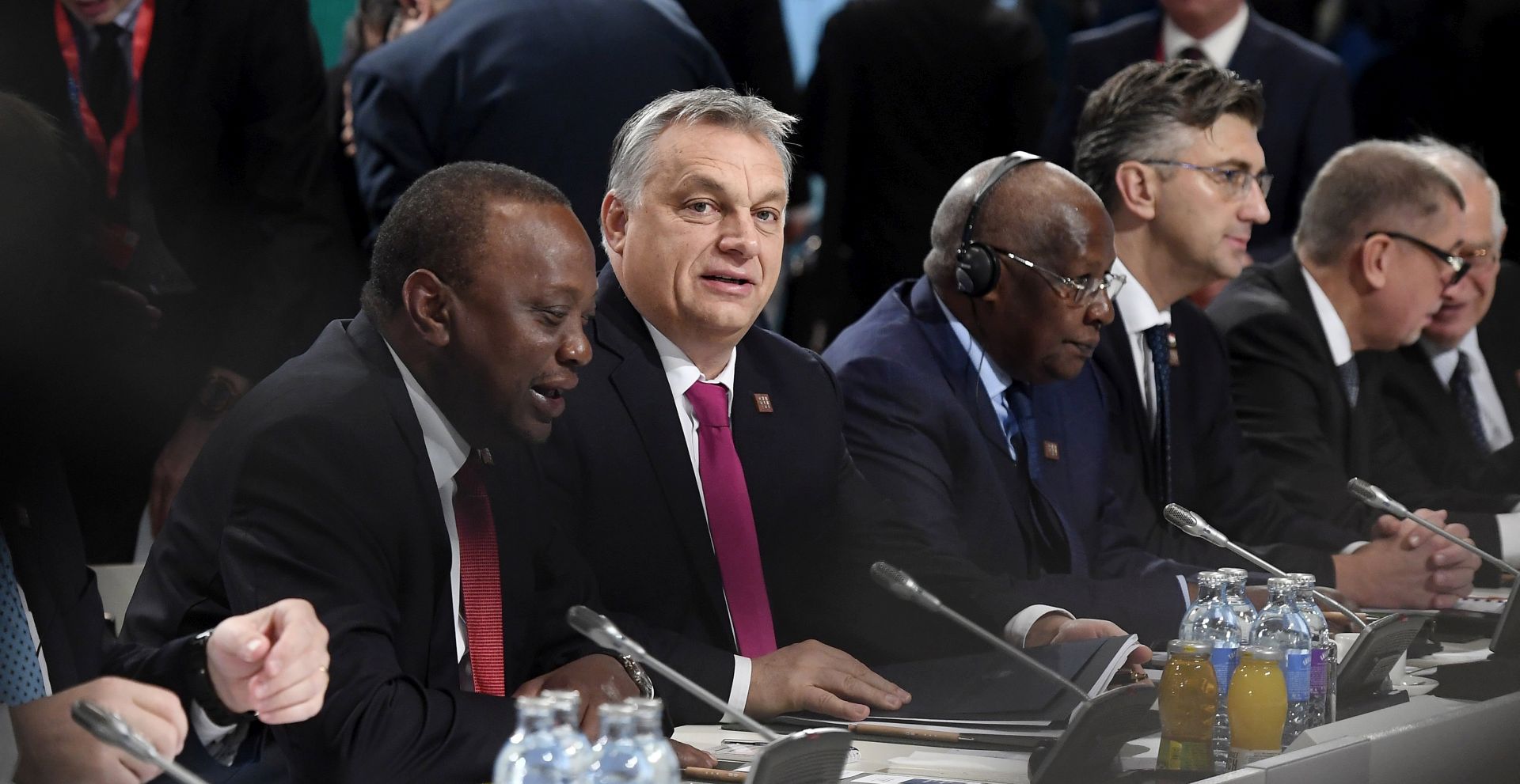epa07238264 Hungarian Prime Minister Viktor Orban (2-L), Croatian Prime Minister Andrej Plenkovic (2-R) and Czech Prime Minister Andrej Babis (R) sit together with colleagues from African countries as they attend the High-Level EU-Africa Forum at the Austria Center Vienna (ACV) in Vienna, Austria, 18 December 2018. Others are not identified. The Forum is an event to provide a space for European and African leaders, together with CEOs of major global companies, innovation champions, start-ups and other stakeholders, to reflect and act on what needs to be done to secure prosperity and competitiveness on both continents as well as to deepen the relationship in all its aspects with a specific focus on taking their cooperation to the digital age.  EPA/SZILARD KOSZTICSAK HUNGARY OUT