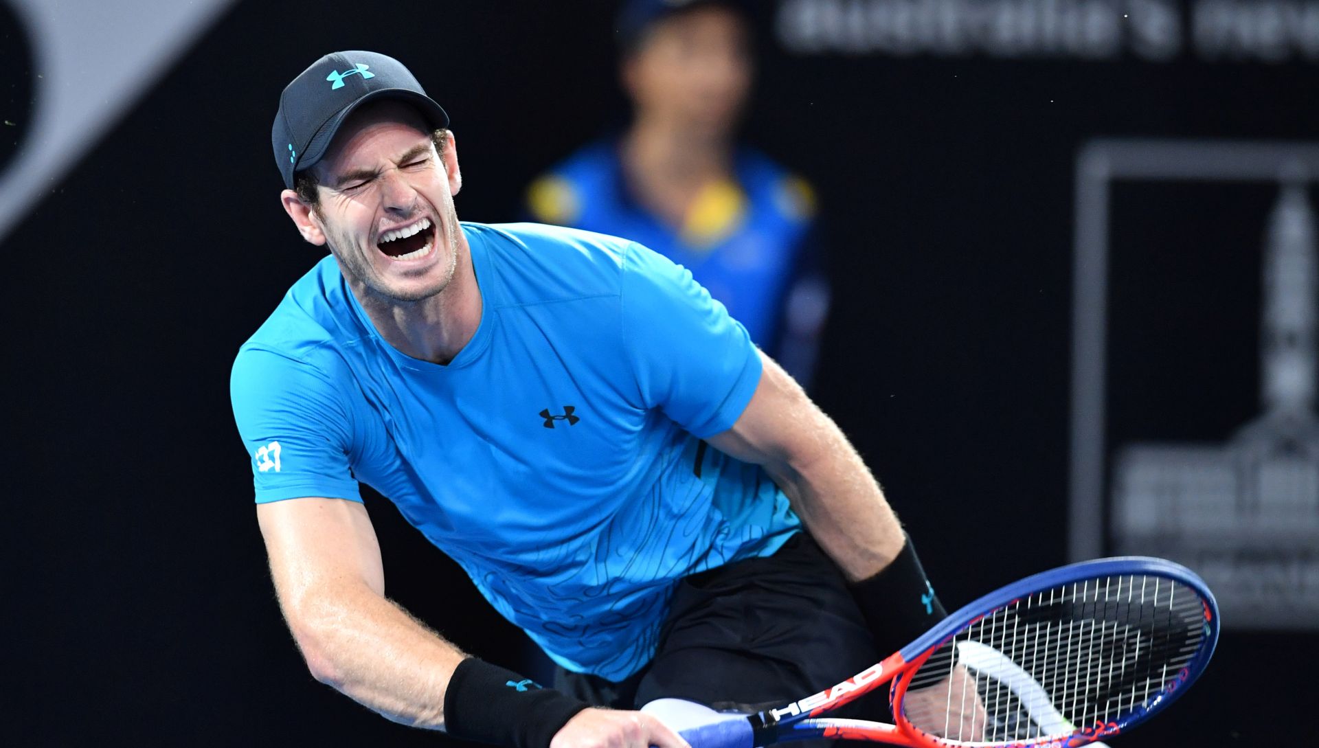 epa07258133 Andy Murray of Great Britain is seen reacting during his second round match against Daniil Medvedev of Russia at the Brisbane International tennis tournament at the Queensland Tennis Centre in Brisbane, Australia, 02 January 2019.  EPA/DARREN ENGLAND EDITORIAL USE ONLY AUSTRALIA AND NEW ZEALAND OUT