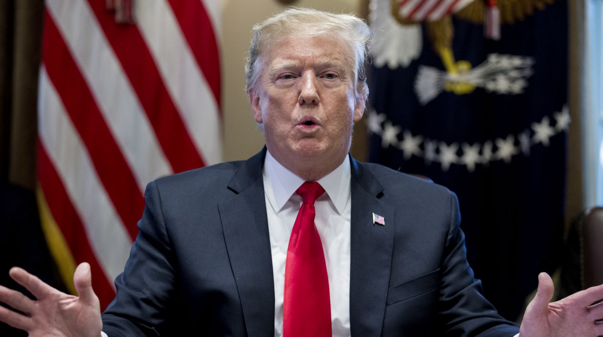 epa07258751 US President Donald J. Trump speaks during a meeting with members of his Cabinet in the Cabinet Room of the White House in Washington, DC, USA, 02 January 2019. President Trump used the opportunity to speak on plans to host Congressional Democratic and Republican leaders to discuss the ongoing partial shutdown of the federal government and funding for border security. Trump also spoke on international affairs and the economy.  EPA/MICHAEL REYNOLDS