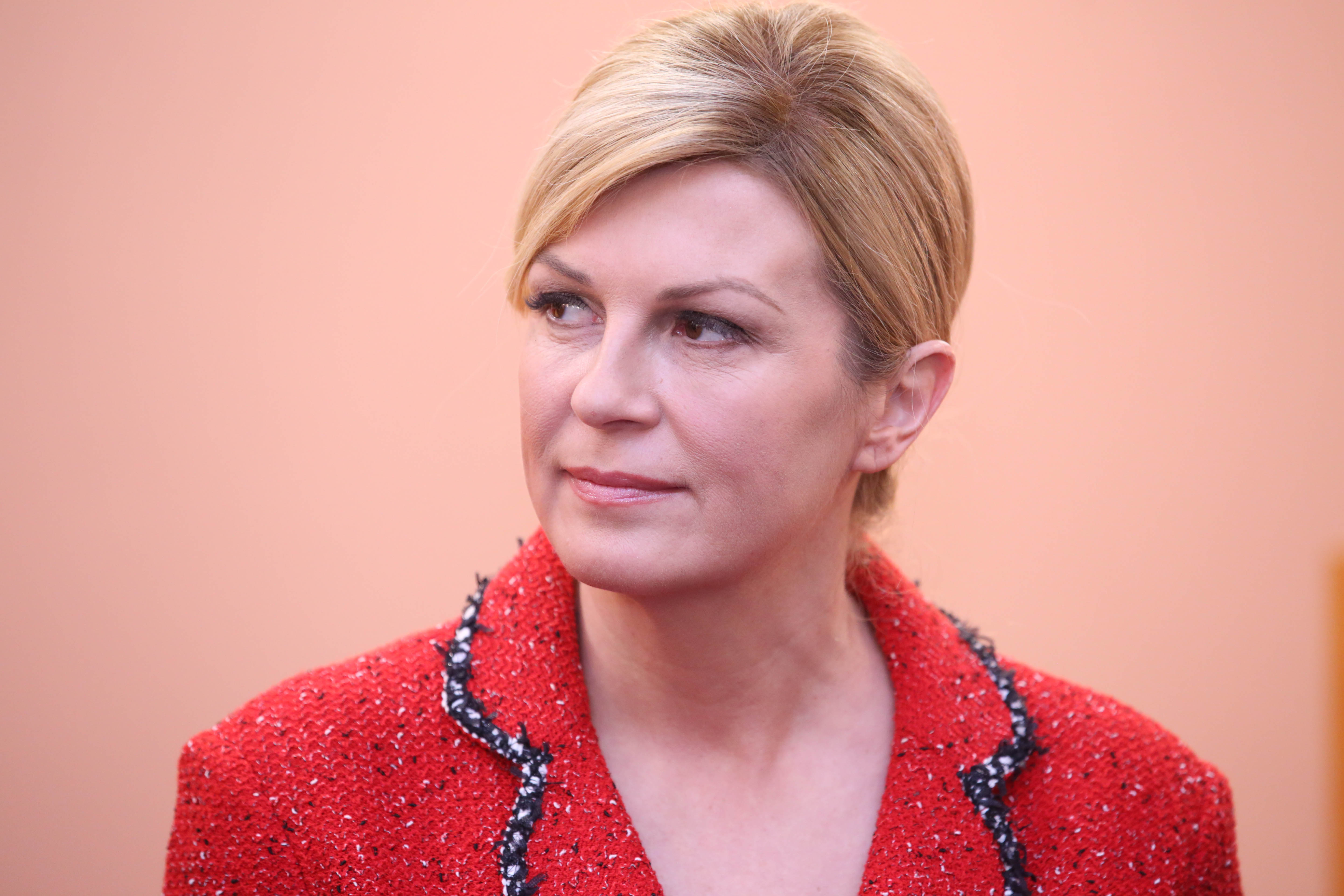 Zagreb, 24.01.2019 - Sastanak predsjednice RH Kolinde Grabar-Kitarović s gradonačelnicima Velike Gorice i Jastrebarskog te načelnicima općina Kravarsko, Orle, Pokupsko, Krašić, Pisarovina, Klinča Sela i Žumberak.  Susret predsjednice s predstavnicima nacionalnih manjina, udruga, braniteljskih udruga s područja Zagrebačke županije te građanima. Na fotografiji Kolinda Grabar Kitarović. foto HINA /Zvonimir KUHTIĆ/ zk