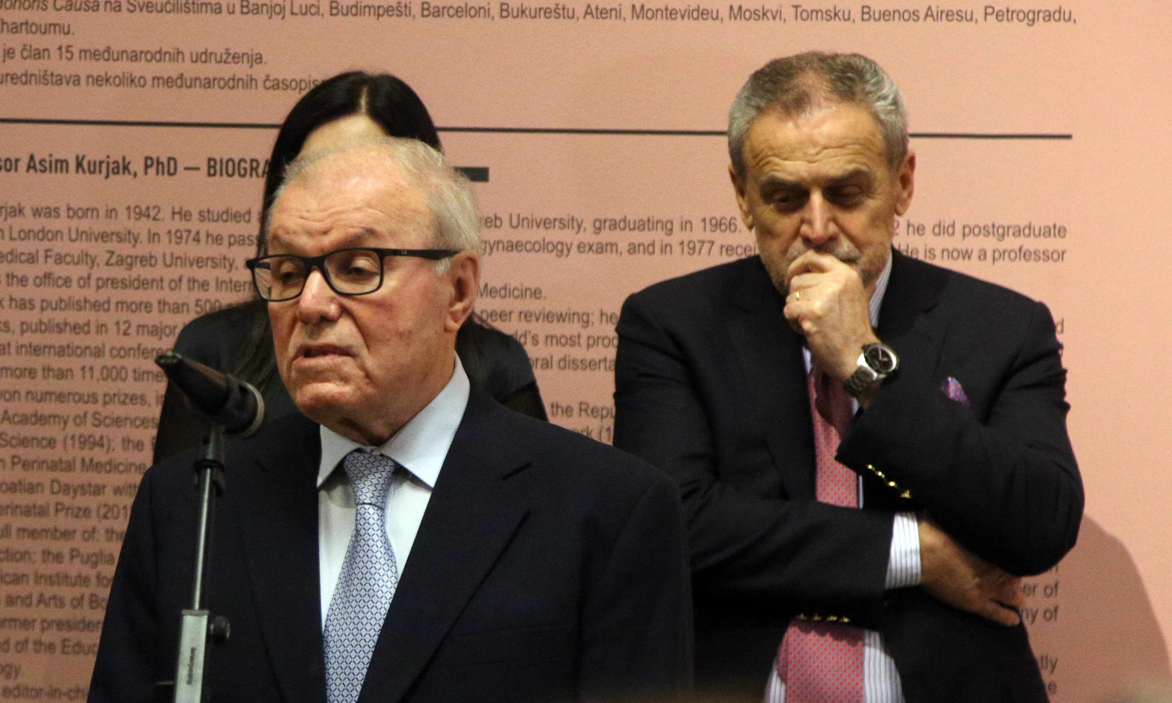 Zagreb, 29.1.2019 -  Otvorenje izložbe "Zbirka The Kurjak Collection" u Umjetničkom paviljonu. Riječ je o četvrtoj izložbi iz ciklusa Privatne kolekcije u javnoj instituciji. Na slici Asim Kurjak i Milan Bandić.
Foto HINA/ Dario GRZELJ/ dag