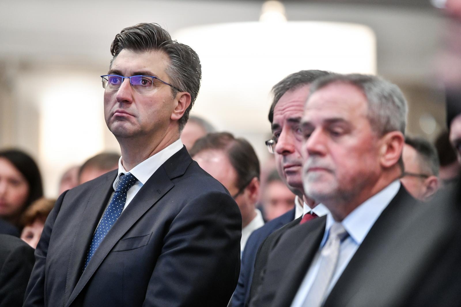 Zagreb: Srpsko narodno vijeće organiziralo je prijem u povodu proslave pravoslavnog Božića 06.01.2019., Zagreb-  Srpsko narodno vijece organiziralo je prijam u povodu proslave pravoslavnog Bozica. Milan Bandic, Milorad Pupovac, Andrej Plenkovic.
Photo: Sandra Simunovic/PIXSELL