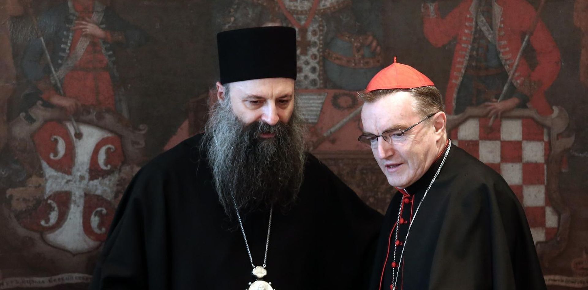 20.01.2016., Zagreb - Duhovni centar Mitropolije zagrebacko-ljubljanske, Zagreb. Predsjednik Hrvatskoga sabora Zeljko Reiner, Josip Bozanic, Milan Bandic, Milorad Pupovac, Damir Boras, nuncij Alessandro D Errico te ostali gosti nazocili su svecanom rucku u prigodi obiljezavanja blagdana Svetog Jovana Krstitelja u organizaciji mitropolita zagrebacko-ljubljanskog Porfirija.  Photo: Sanjin Strukic/PIXSELL