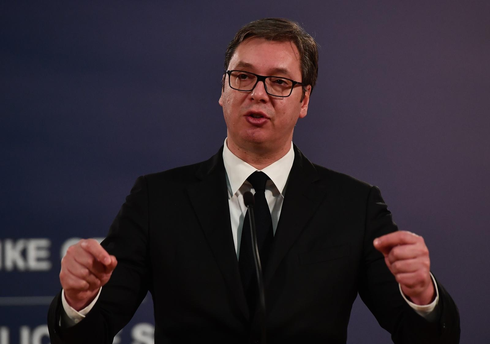 Beograd: Vučić i Dodik nakon sastanka održali konferenciju za medije 22.12.2018., Beograd, Republika Srbija - Predsjednik Rеpublikе Srbijе Alеksandar Vucic i predsjedavajuci Prеdsjеdnistva Bosnе i Hеrcеgovinе Milorad Dodik nakon sastanka odrzali su konferenciju za medije. Photo: Srdjan Ilic/PIXSELL