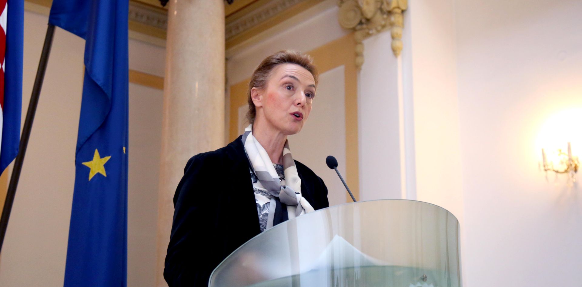 Zagreb, 18.01.2019 -  Potpredsjednica Vlade i ministrica vanjskih i europskih poslova Marija Pejčinović Burić održala je konferenciju za medije na temu “Nadzora ispunjavanja obveza Republike Srbije iz procesa pristupanja EU”. foto HINA /Zvonimir KUHTIĆ/ zk 