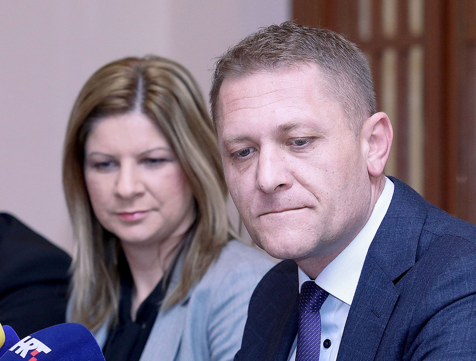 26.01.2017., Zagreb - Klub zastupnika HSS-a odrzao je u Saboru konferenciju za medije o povecanju rudne rente. Zeljko Lenart , Ana Marija Petin , Kresimir Beljak , Mladen Madjer. 
Photo: Patrik Macek/PIXSELL