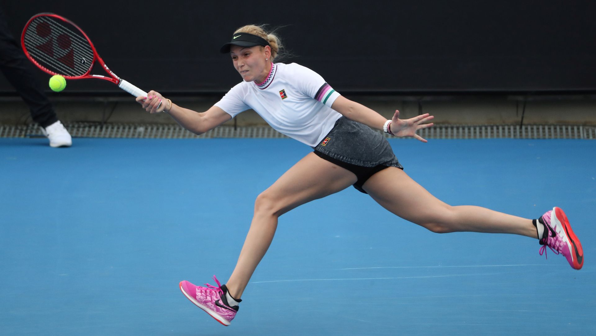 epa07288412 Donna Vekic of Croatia in action against Kimberly Birrell of Australia during their women's second round match on day three of the Australian Open tennis tournament in Melbourne, Australia, 16 January 2019.  EPA/DAVID CROSLING  AUSTRALIA AND NEW ZEALAND OUT