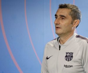 epa07321488 Barcelona's FC head coach, Ernesto Valverde, addresses a press conference after the team's training session at Joan Gamper sports city in Barcelona, Spain, 26 January 2019. Barcelona FC faces Girona, 27 January 2019, in a Primera Division Liga match.  EPA/Andreu Dalmau