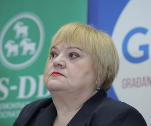 Zagreb, 30.01.2019 -  Aneks sporazuma o zajedničkom nastupu na izborima za Europski parlament 2019. potpisali su predsjednici stranaka Amsterdamske koalicije - PGS, HSS, GLAS, IDS - Darijo Vasilić, Krešo Beljak, Anka Mrak Taritaš, Boris Miletić te predsjednik Hrvatske stranke umirovljenika (HSU) Silvano Hrelja čime će HSU i formalno pristupiti tom savezu.Na slici Anka Mrak Taritaš. foto HINA/ Tomislav PAVLEK /tp