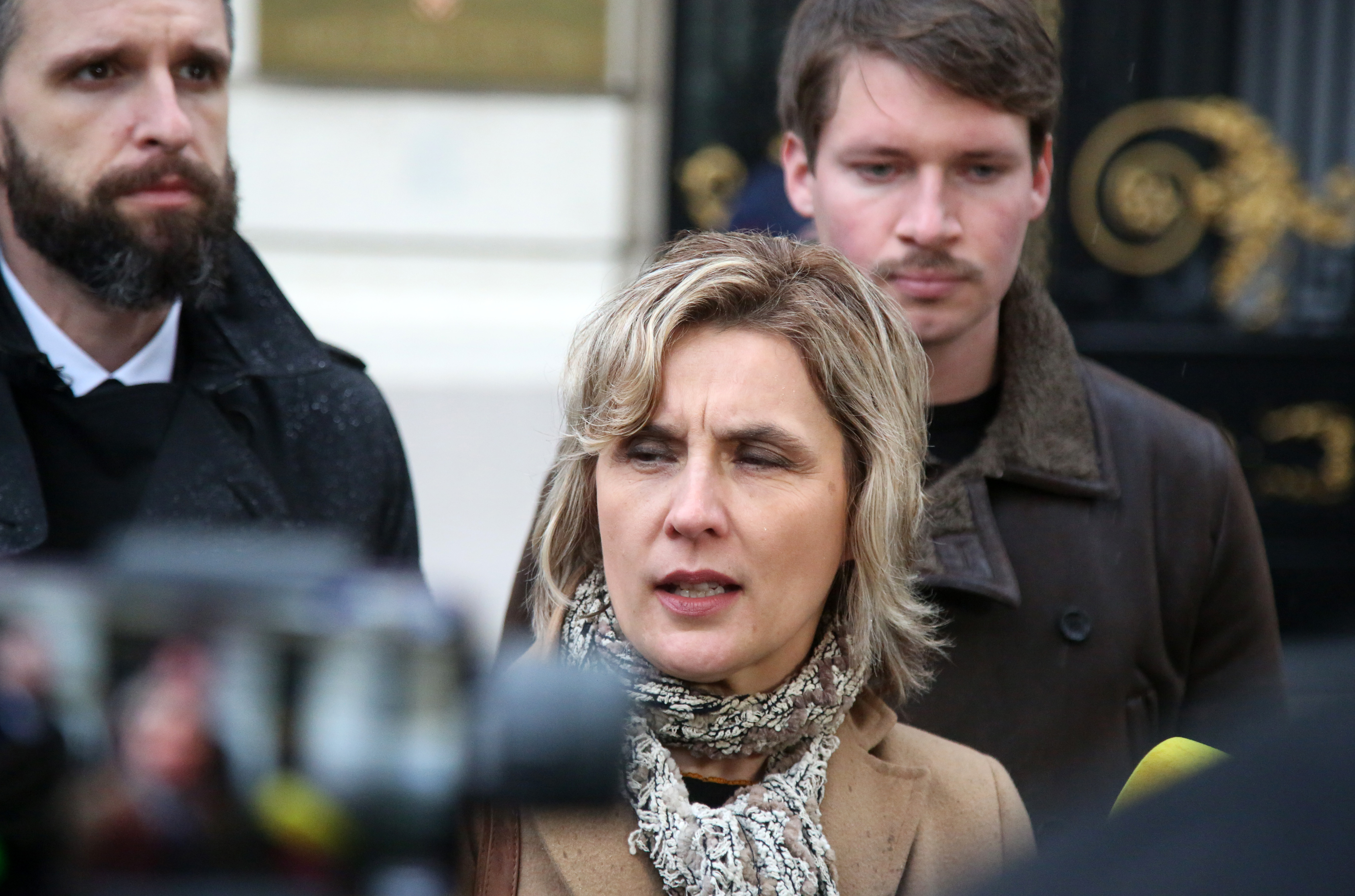 Zagreb, 03.02.2019 - Konferencija za medije graðanske inicijative Narod odluèuje, u vezi zahtjeva GI Narod odluèuje da sudjeluje na sjednici saborskog Odbora za ustav, odrana je ispred Hrvatskog sabora. Na fotografiji Karlo Novosel, Natalija Kanaèki,Tvrtko Krpina.
foto HINA / Denis CERIÆ /dc