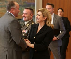 Zagreb, 13.02.2019 - Predsjednica Kolinda Grabar-Kitarović primila je izaslanstvo generala Oružanih snaga Sjedinjenih Američkih Država. Na fotografiji Kolinda Grabar-Kitarović. Foto HINA/ Daniel KASAP/ dkas