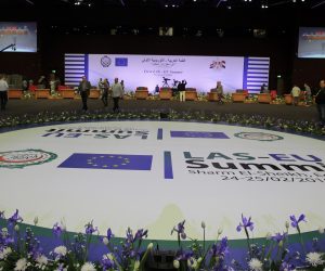 epa07389863 An Egyptian workers prepare inside the International Congress Centre one day before the first EU Arab League Summit States in Sharm el-Sheikh, 23 February 2019. The European Union (EU) League of Arab States (LAS) summit will be held in the International Congress Centre in Sharm El-Sheikh, Egypt, on 24-25 February 2019. The summit will for the first time bring together the heads of state or government from both organisations.  EPA/KHALED ELFIQI
