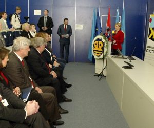 Rijeka, 28.02.2019. - Na Graðevinskom fakultetu Sveuèili¹ta u Rijeci, u èetvrtak je predsjednica RH Kolinda Grabar Kitaroviæ otvorila Meðunarodnu konferenciju Brendiranje kulture u organizaciji Rijeke 2020. 
foto HINA/ Miljenko KLEPAC/ ml