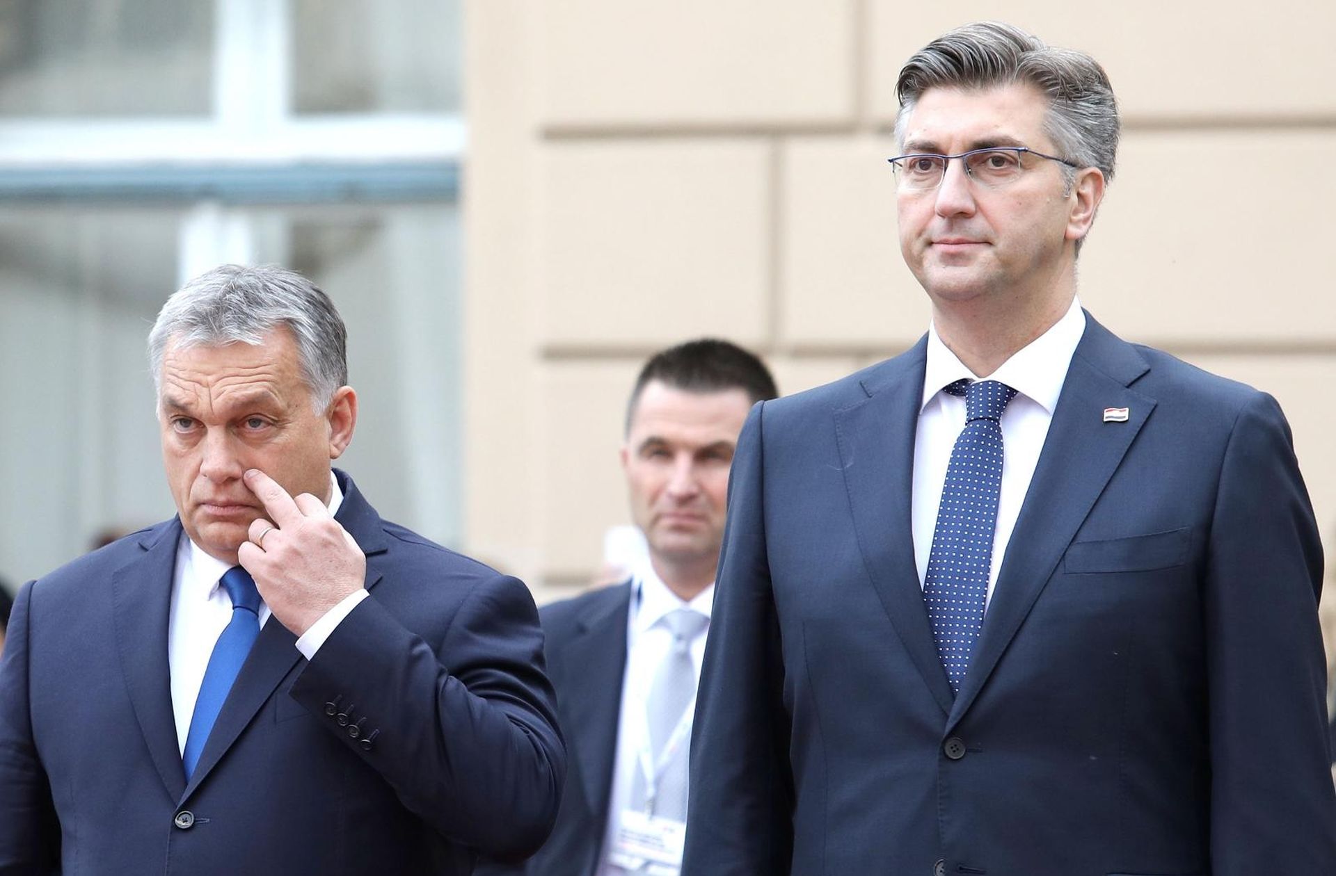 03.12.2018., Zagreb - U povodu sastanka na vrhu Srednjoeuropske inicijative predsjednik Vlade Andrej Plenkovic primio je u Banskim dvorima predsjednika vlade Madjarske Viktora Orbana. Photo: Patrik Macek/PIXSELL